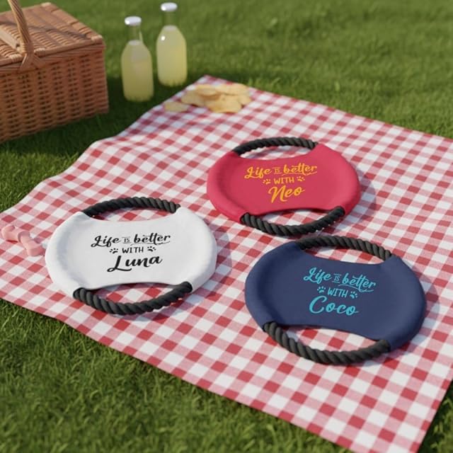 Foto 6 de 7 de DEREGALOOS Frisbee Perro Personalizado con Nombre o Foto. Disco Volador de Cuerda Resistente para Mascotas.…