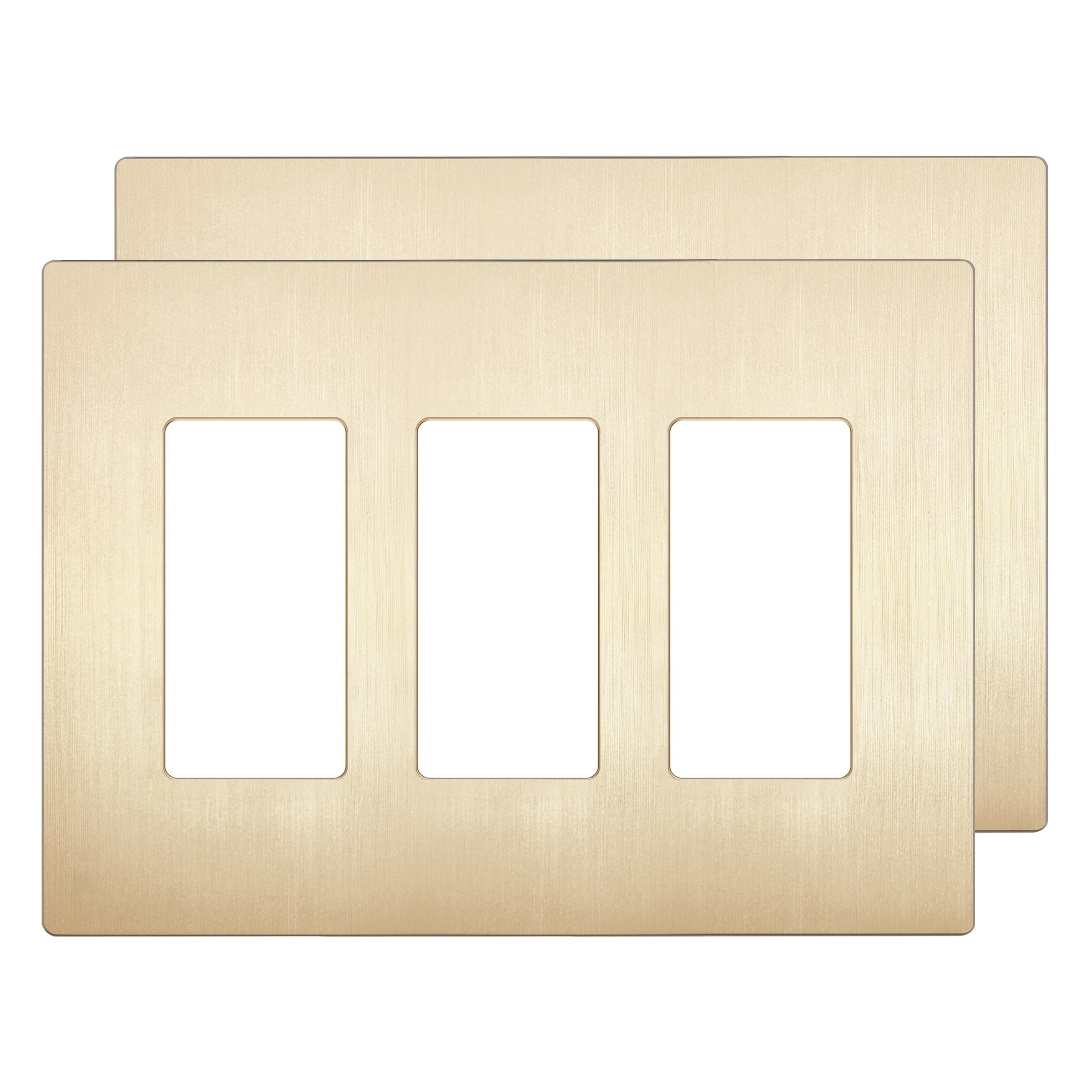 LIDER Brushed Finish Decorator Switch Cover, Screwless Wall Plate, Mid-Size 2-Gang 4.88" x 4.92", Unbreakable Polycarbonate Thermoplastic, UL Listed, LSWP-32M-BGD, Brushed Gold — view 42