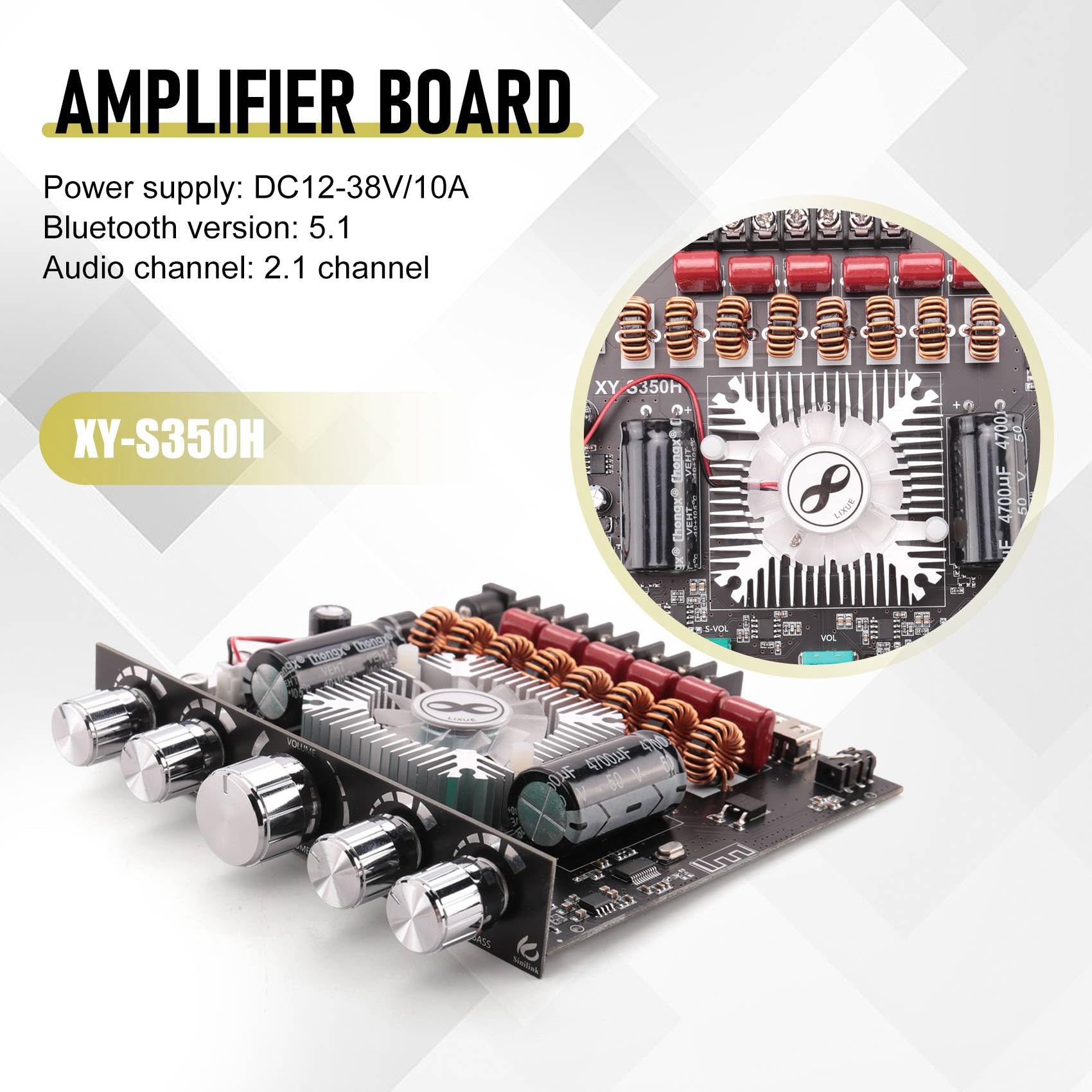Module D'Amplificateur NuméRique Bluetooth 2.1 Canaux TPA3251 Subwoofer à Tonalité éLevéE et Basse, Carte D'Amplificateur 220Wx2 + 350W XY-S350H