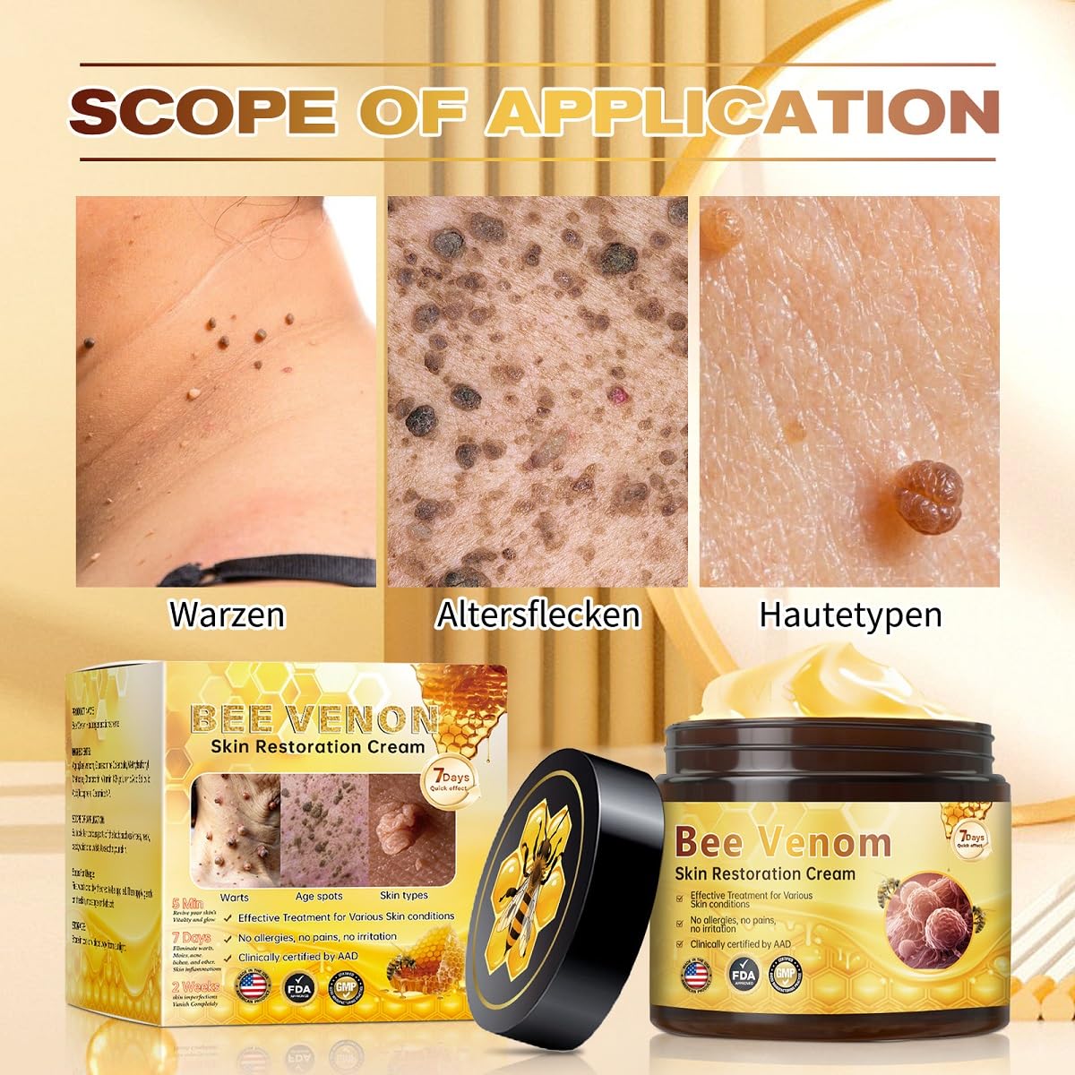 2 Pcs Bee Venom Skin Treatment Cream, Moisturizing Anti Wrinkle Lifting & Firming Bee Venom Comprehensive Restoration Cream for All Skin. - Image 6