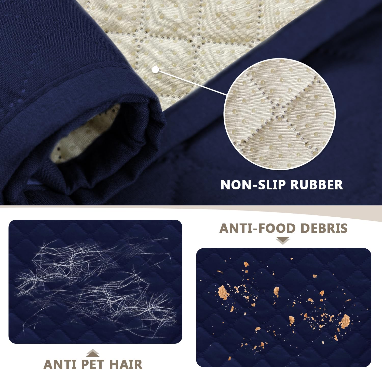 FIGOOO Copridivano Impermeabile 3 Posti Addensare Copridivano Trapuntato Reversibile con Tasche Laterali Antimacchia Antigraffio Cani Gatti Moderno Salvadivano,Blu Navy