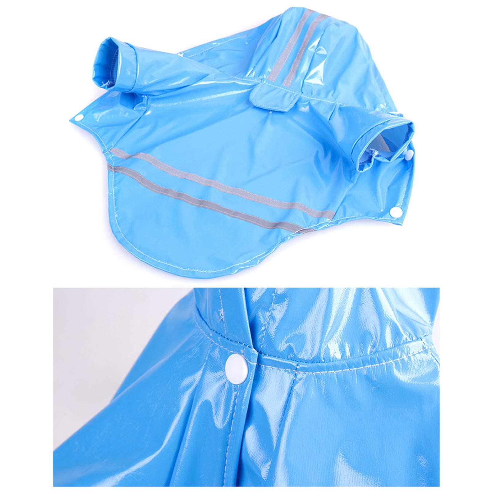 Impermeabile per cani, cappotto per cani da compagnia alto impermeabile e traspirante con cappuccio, impermeabile leggero con catarifrangenti cani di piccola e media taglia (blu,) (Blue L (Pack of 1))
