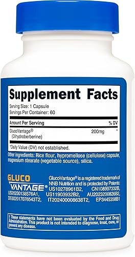 Miniatura 5 de Nutricost Cápsulas de dihidroberberina (200 mg, 60 cápsulas) - Metabolito más biodisponible de berberina