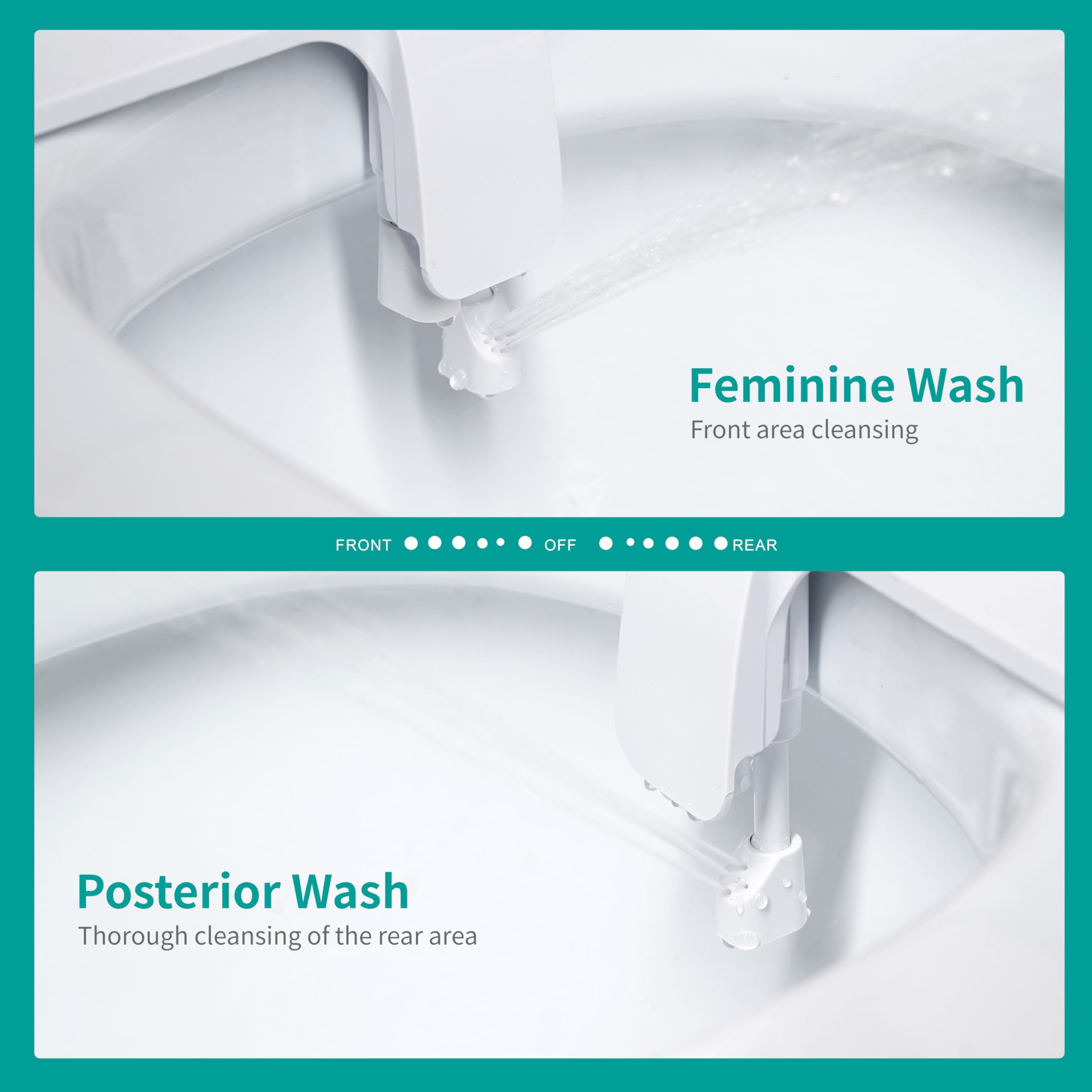 Ultra-Slim Bidet Attachment for Toilet Dual Nozzle Frontal Rear Wash with Self-cleaning Non-Electric Bidet Toilet Seat Attachment with — view 3