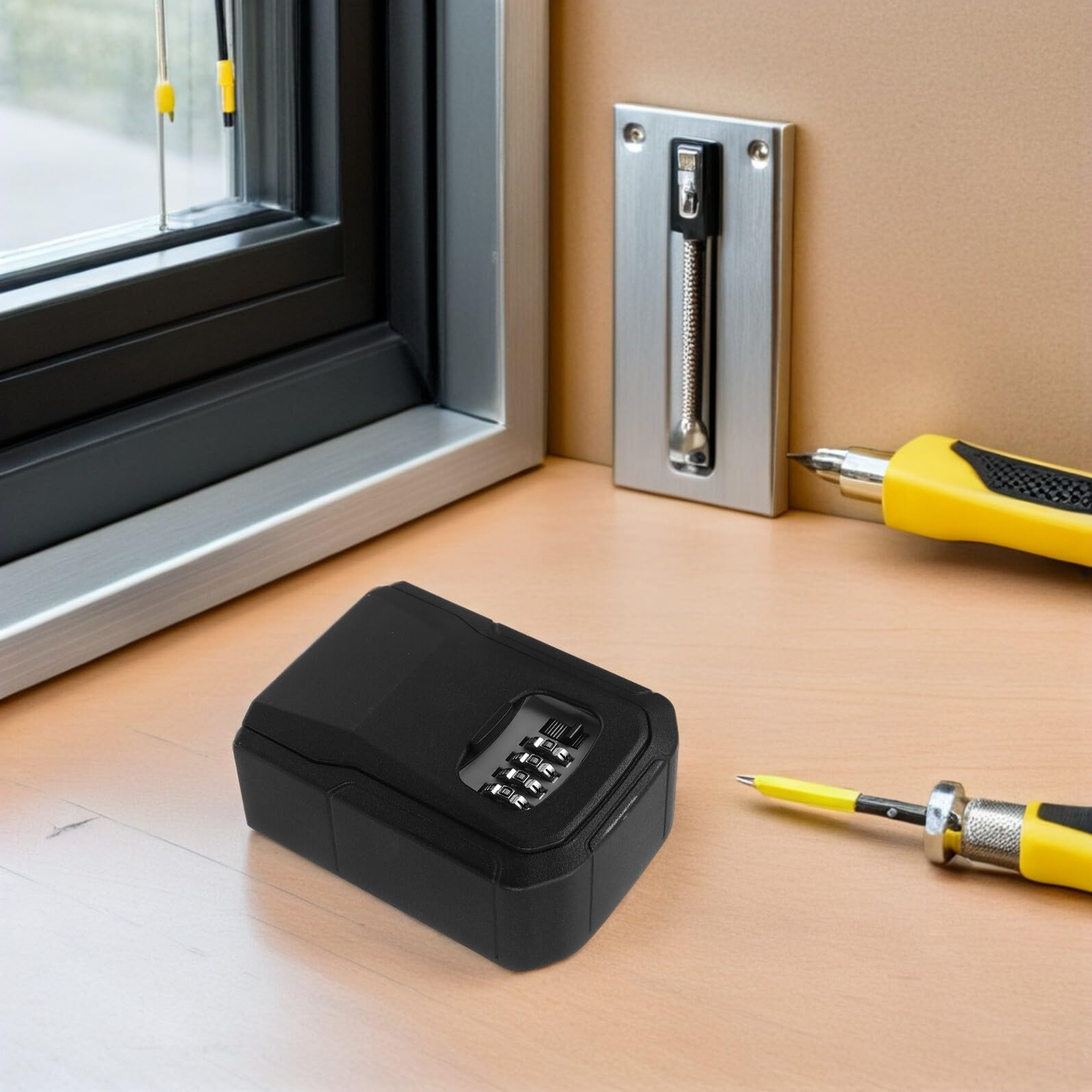 Boîte à Clés Extérieure Alliage Aluminium Coffre Sécurisé Anti-vol avec Serrure à Combinaison Chiffres Étanche et Résistante Aux Intempéries pour Maison Bureau Location