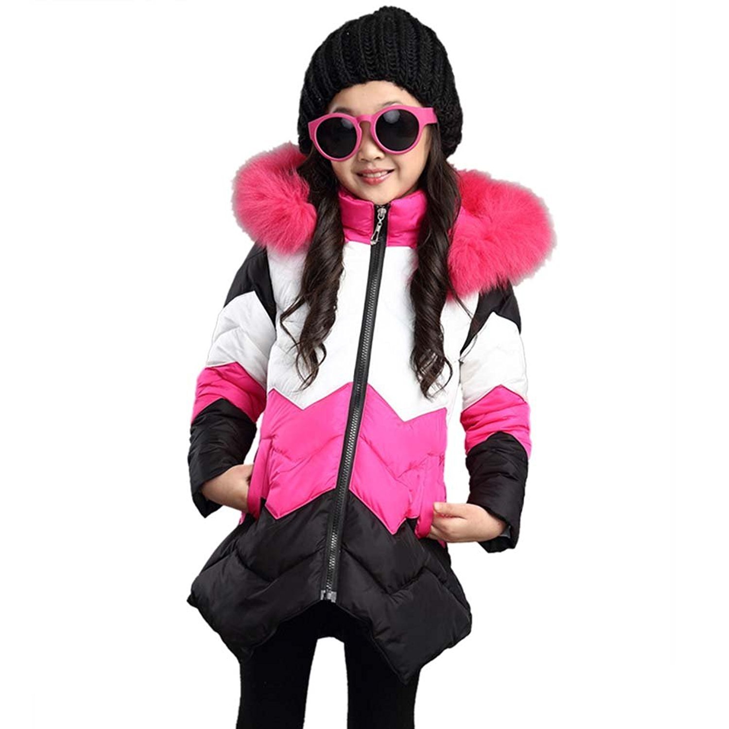 QZBAOSHU Girls Warm Cotton Coats Winter Hooded Jacket for 6-16 Years Old Children