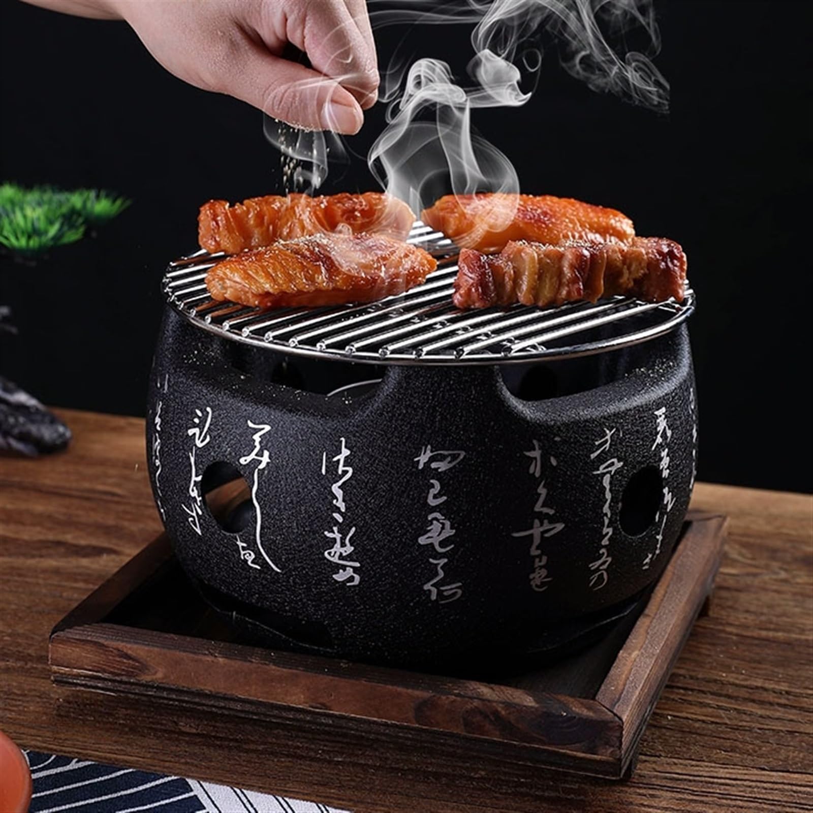Fornello da barbecue portatile Mini griglia for barbecue antiaderente Fornello a carbone in stile giapponese senza fumo, piccola griglia for barbecue da tavolo Fornello for barbecue for famiglie Grigl