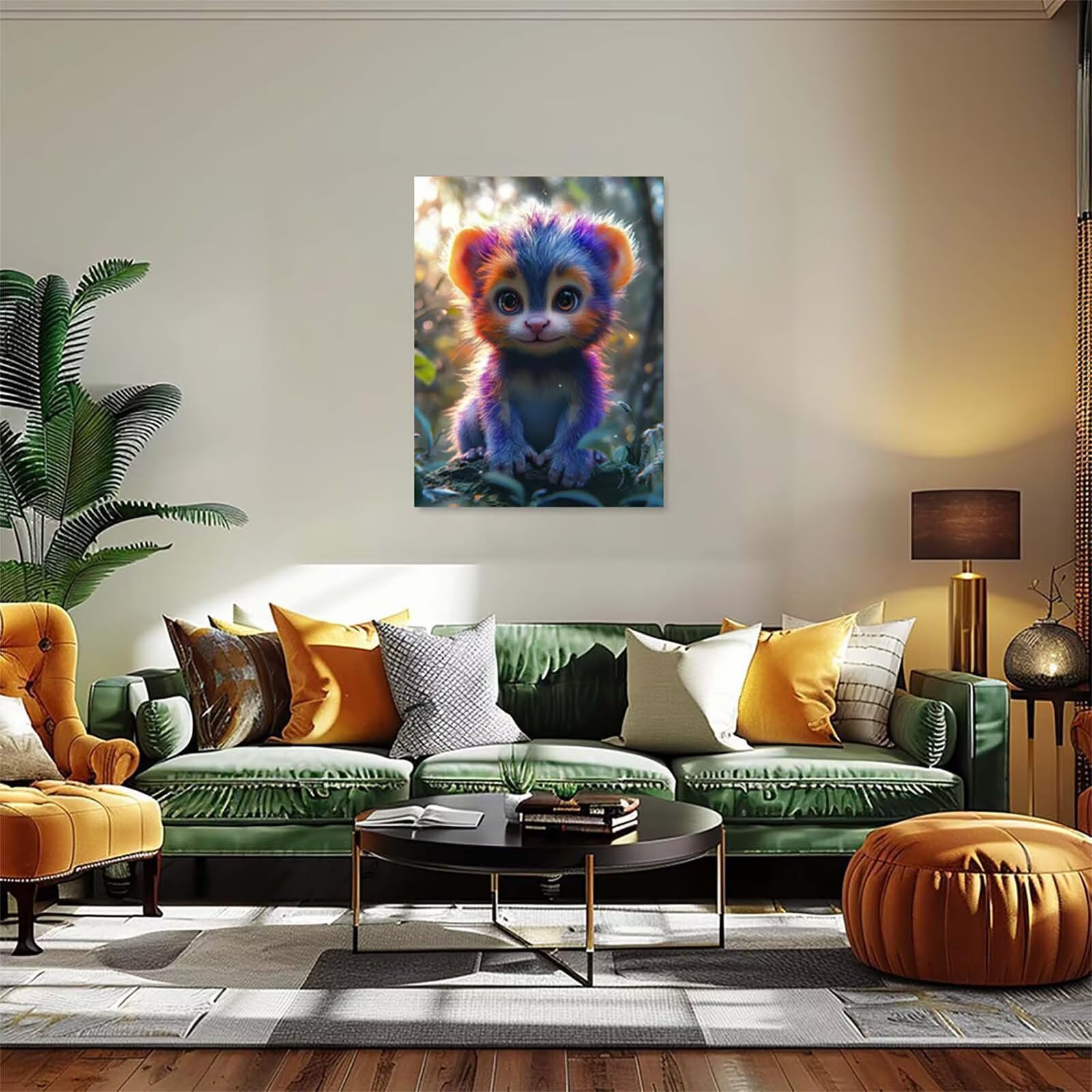 Malen Nach Zahlen Erwachsene mit Rahmen Tier Malen Nach Zahlen, DIY Basteln Erwachsene Niedlich Leinwand Bilder, Paint by Numbers Handgemalt Ölgemälde Kit, für Deko Wohnzimmer Geschenke 60x80cm 6-7100