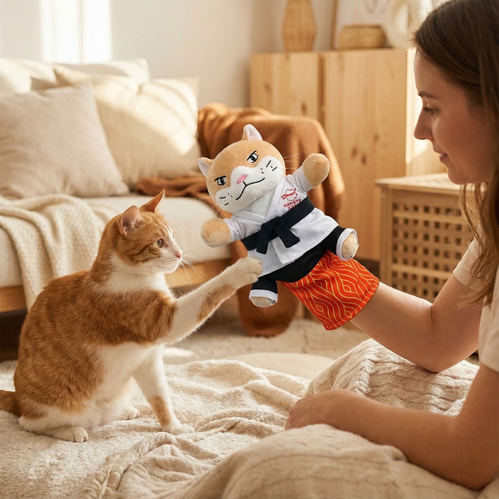 Jouet de Lutte pour Chat Marionnette Interactive avec Jouets Interactifs pour Chat d'Intérieur Vous Permettant de Jouer pour Vos Enfants