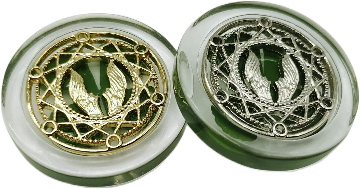 1 Pair Real Four Leaf Clover Pocket Coin - Angel Wings | Magic Coins, Lucky Charms & Shamrock Token | Guardian Angel Gifts, St. Patrick's Day & Sobriety (Gold & Silver)