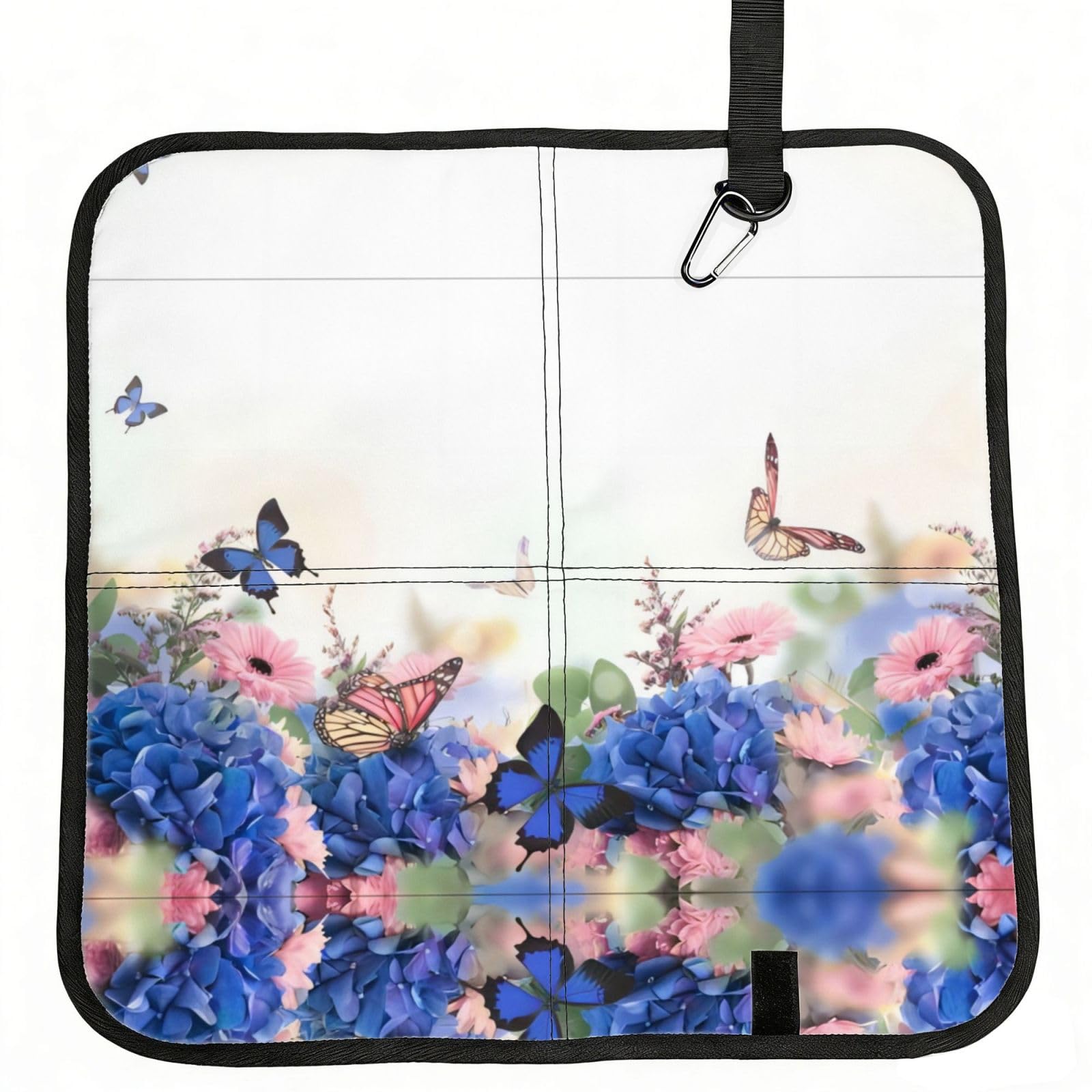WZYCWB Butterfly Daisy Foldable Seating Cushion with Carabiner - Stadium Mat for Camping, Hiking and Outdoor Activities
