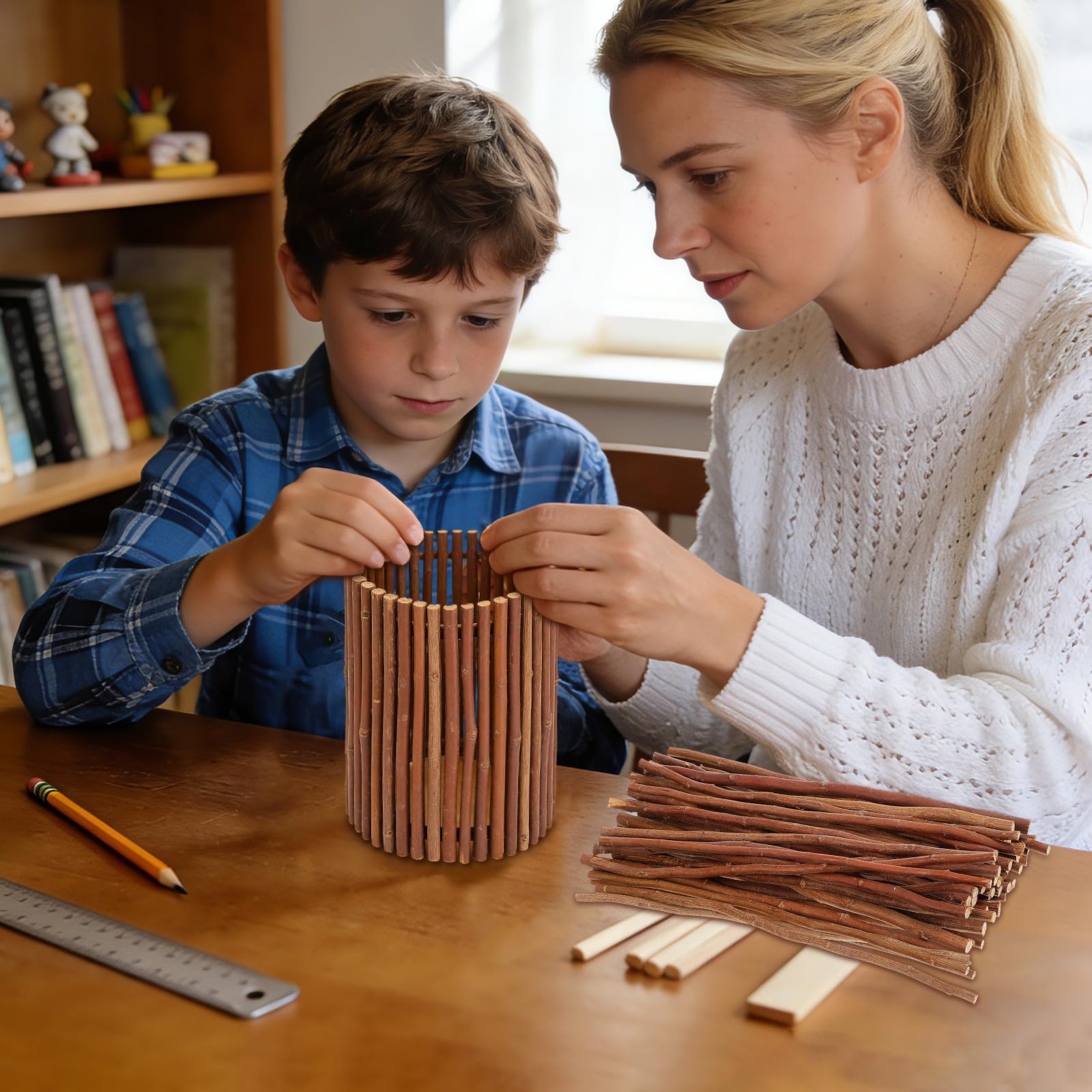 50 Palitos de Madera Marrón para Manualidades, Accesorios para Proyectos DIY de Arte y Jardín, Resistentes y Fáciles de Manejar