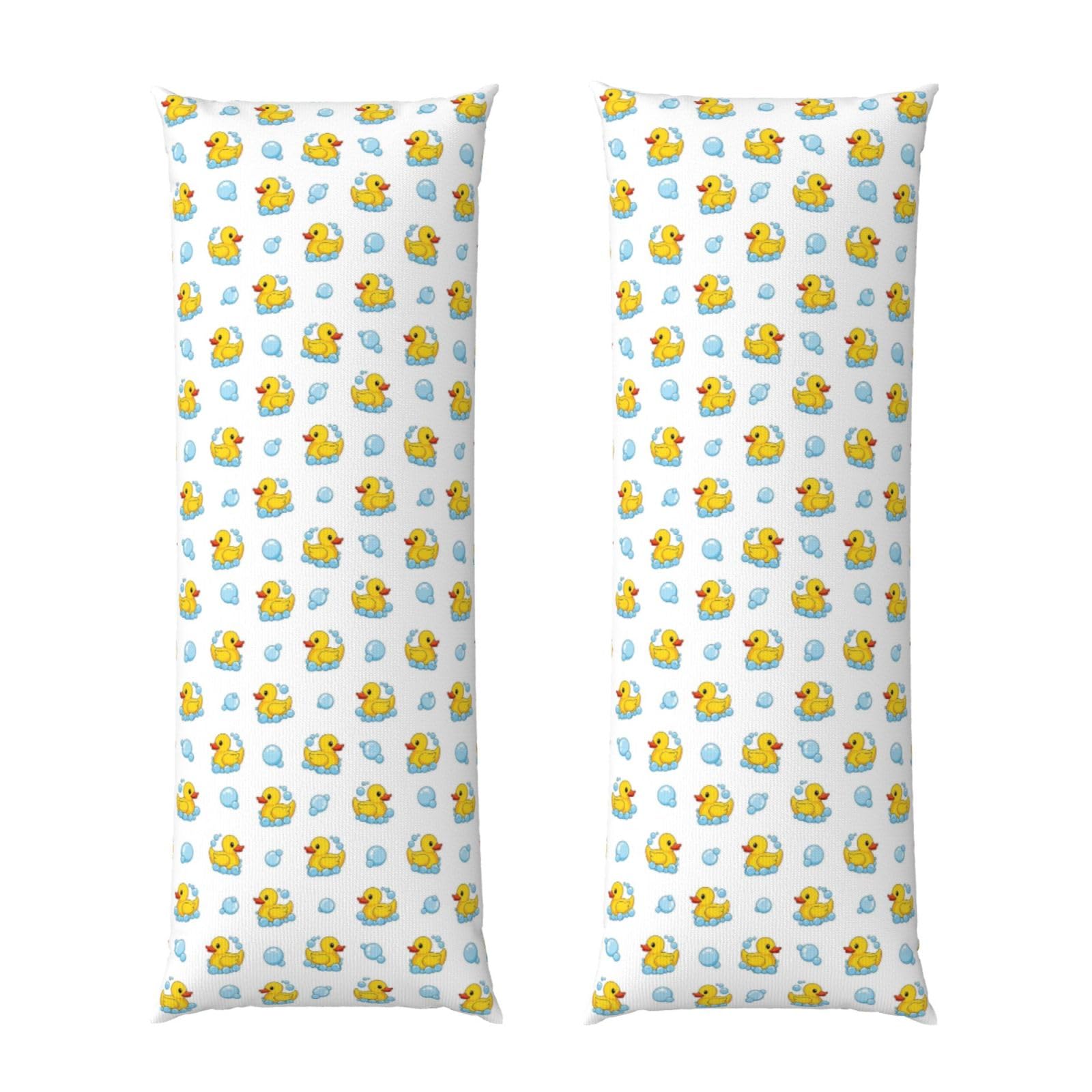 Body Pillow Cover 20x54 Inch, Cute Funny Cartoon Yellow Rubber Ducks Bubbles, Silky Soft Long Pillowcase with Hidden Zipper, Wrinkle Resistant Cushion Case for Couch Bed Home