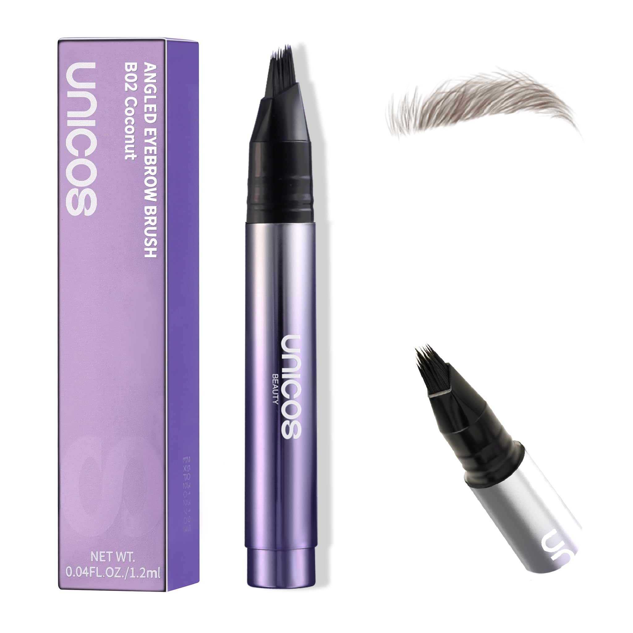 Unicos Eyebrow Pen, Angled Brow Brush, Eyebrow Pencils for Women, Natural Brow Pen, Hair-Like Strokes, 24hrs Long-Lasting, Waterproof, Smudge-Proof,