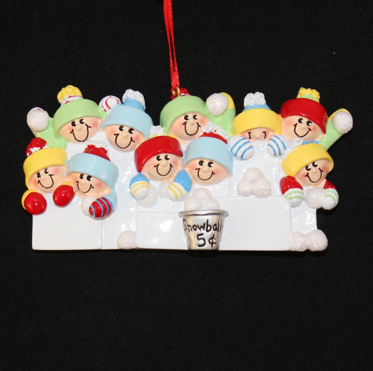 4228 Snowballs Family of 10 Hand Personalized Christmas Ornament