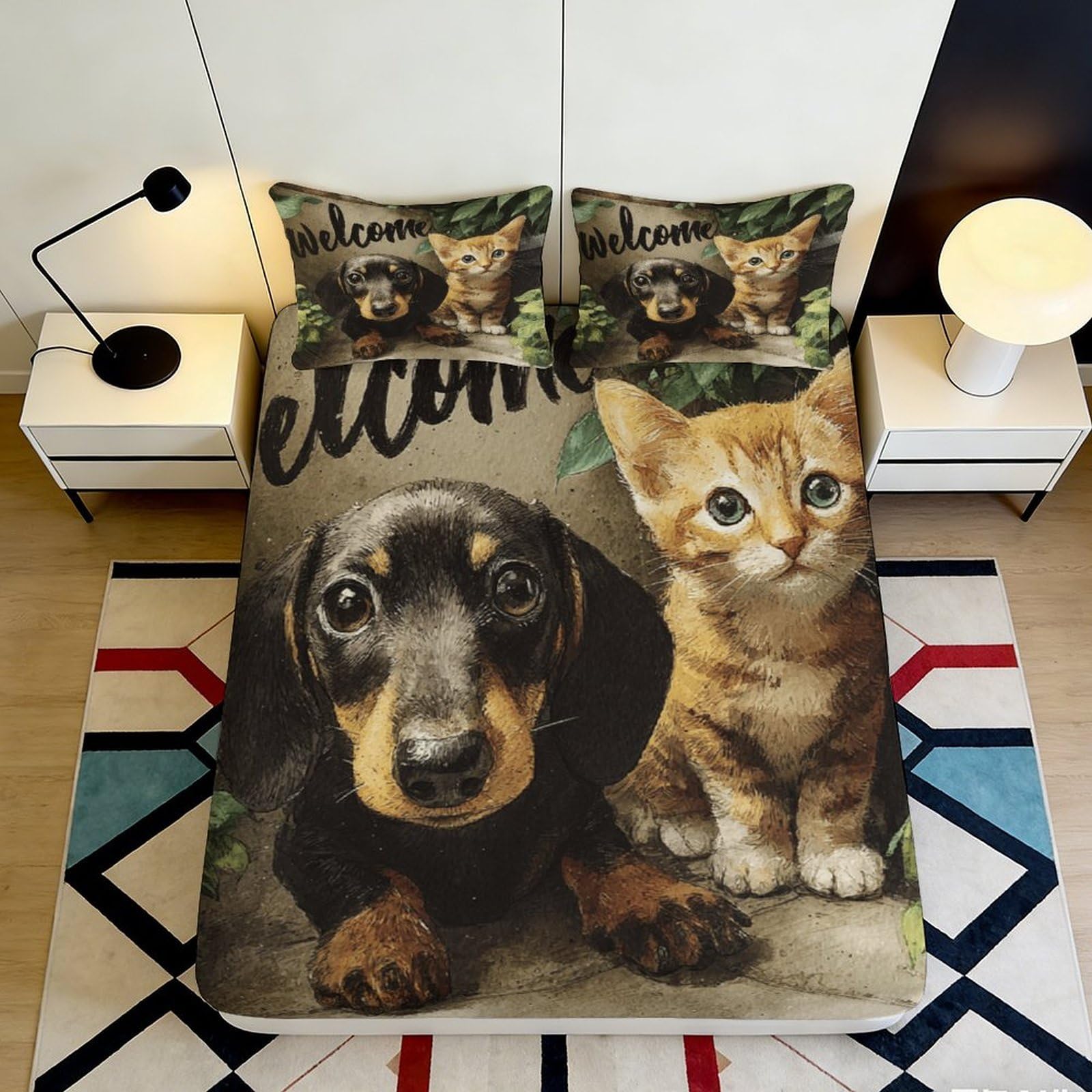 3D Printed Cartoon Monkey Fitted Sheet Microfiber Deep Pocket Non-Slip Bedroom Mattress Fitted Cover Gift 140x200x25cm