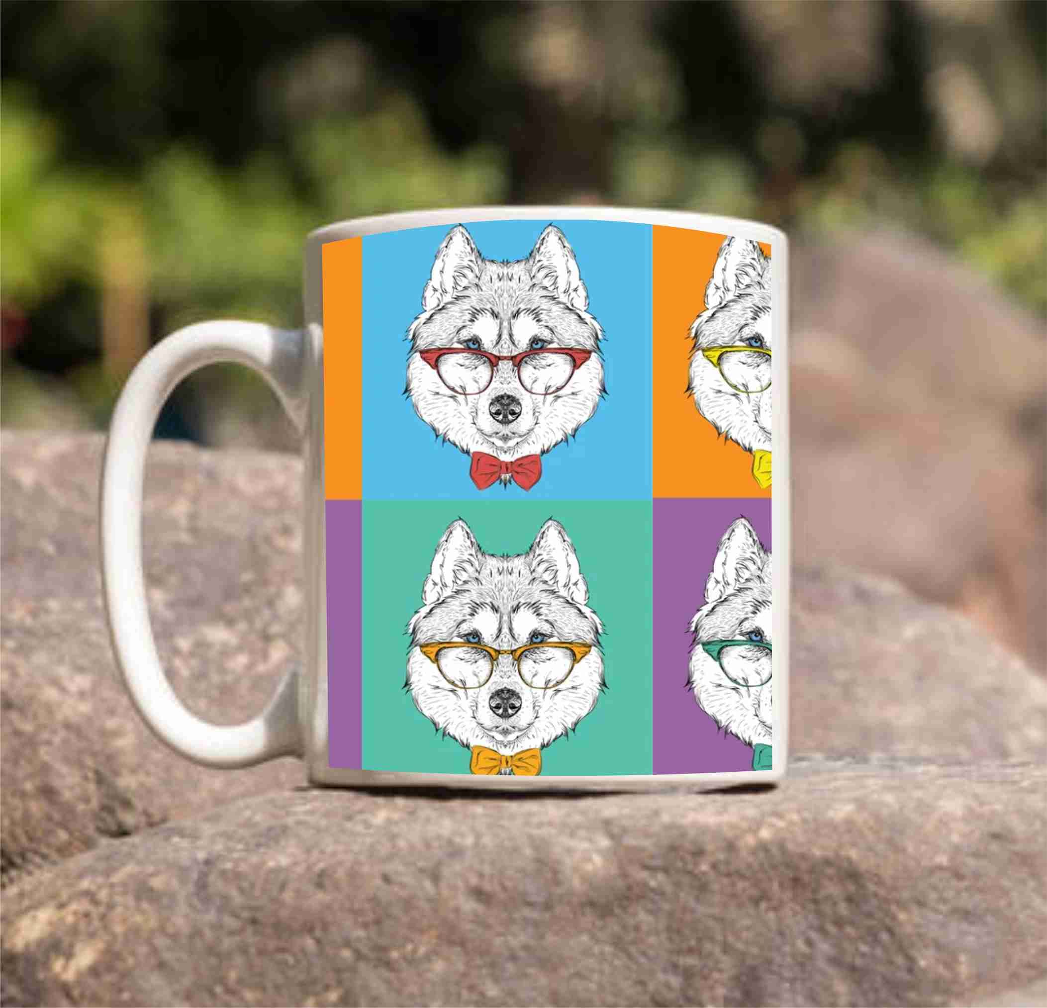 Cool Husky Dog Printed Mug White Tea Milk and Coffee Cup and Mug Made of Ceramic-11 oz (350ml) Ideal for Gift and Return Gift Souvenir