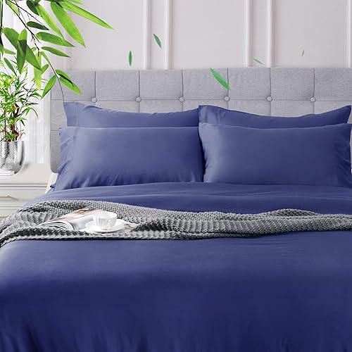 Miniatura 7 de David's Home Juego de sábanas refrescantes de 100 % rayón derivado de bambú, sedosas, suaves, transpirables para personas que duermen con calor,