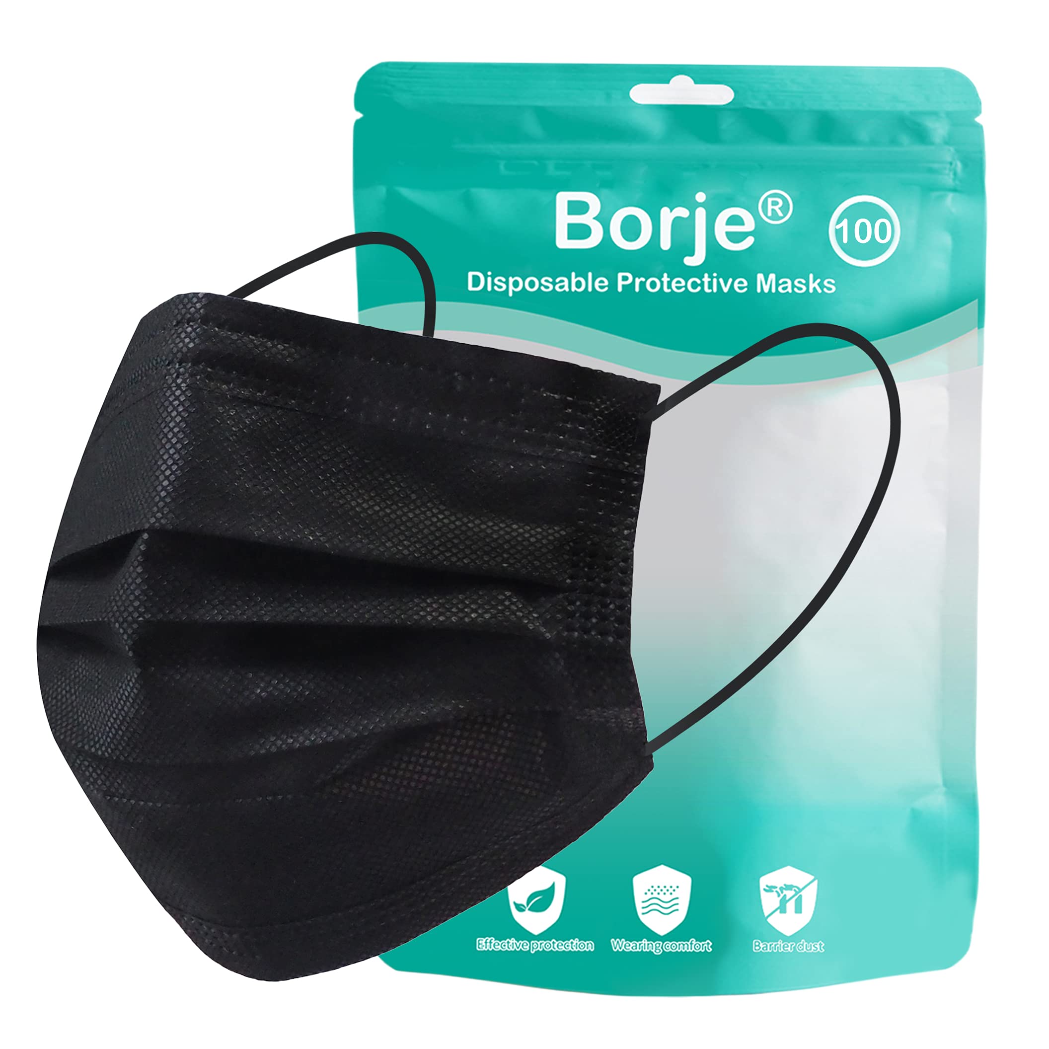 Black Disposable Face Mask 100 PCS Black Masks 3 Ply Protection Face | amzdealz