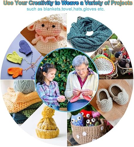 Miniatura 6 de Mdoker Aguja de tejer de bambú recta de un solo punto, agujas de tejer para suéter de 13.8 pulgadas de longitud para proyectos de tejer hechos a