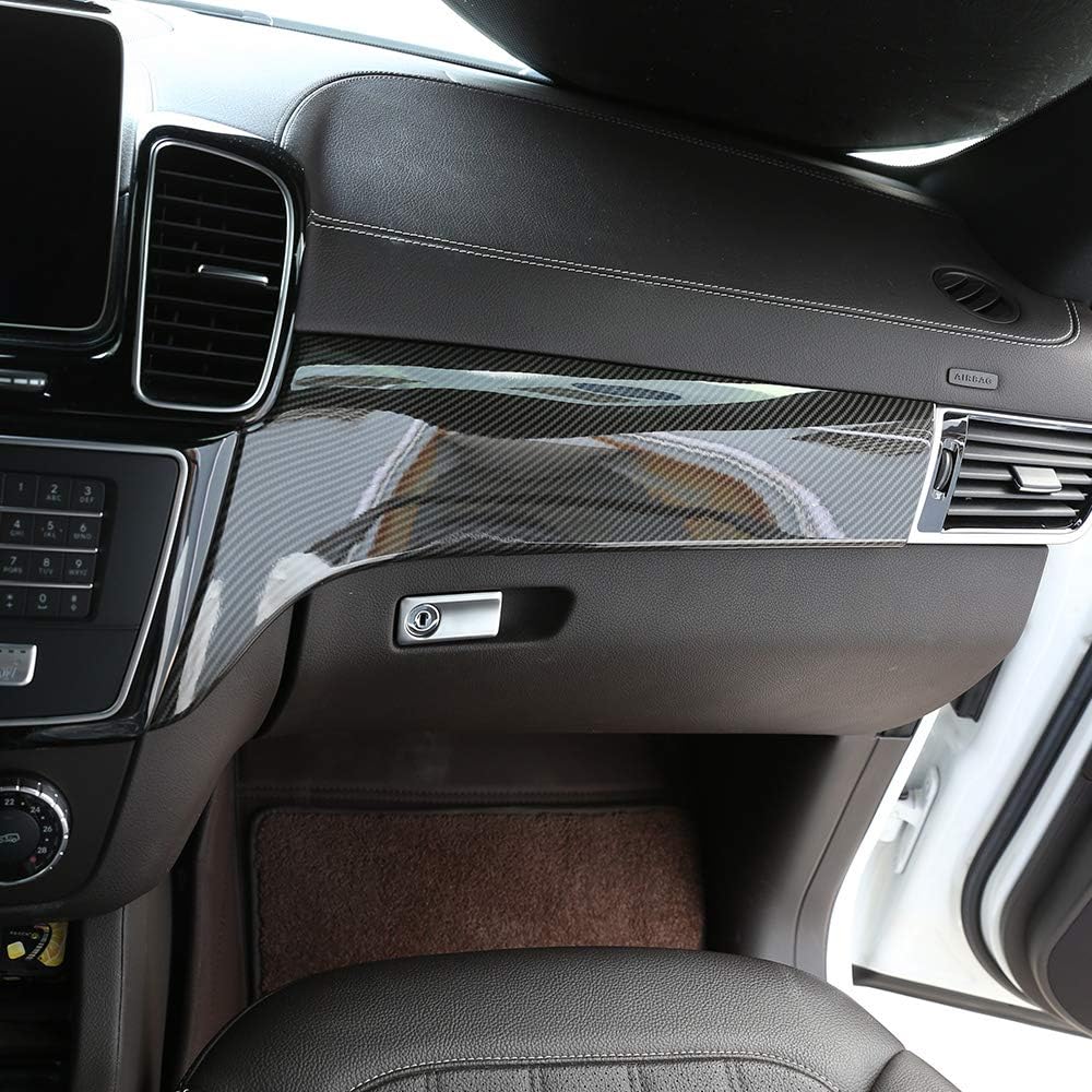 3pcs Carbon Fiber ABS for Mercedes Benz GLE GLS Class W166 2016-2019 Car Central Control Decorative Panel Frame Trim Accessories