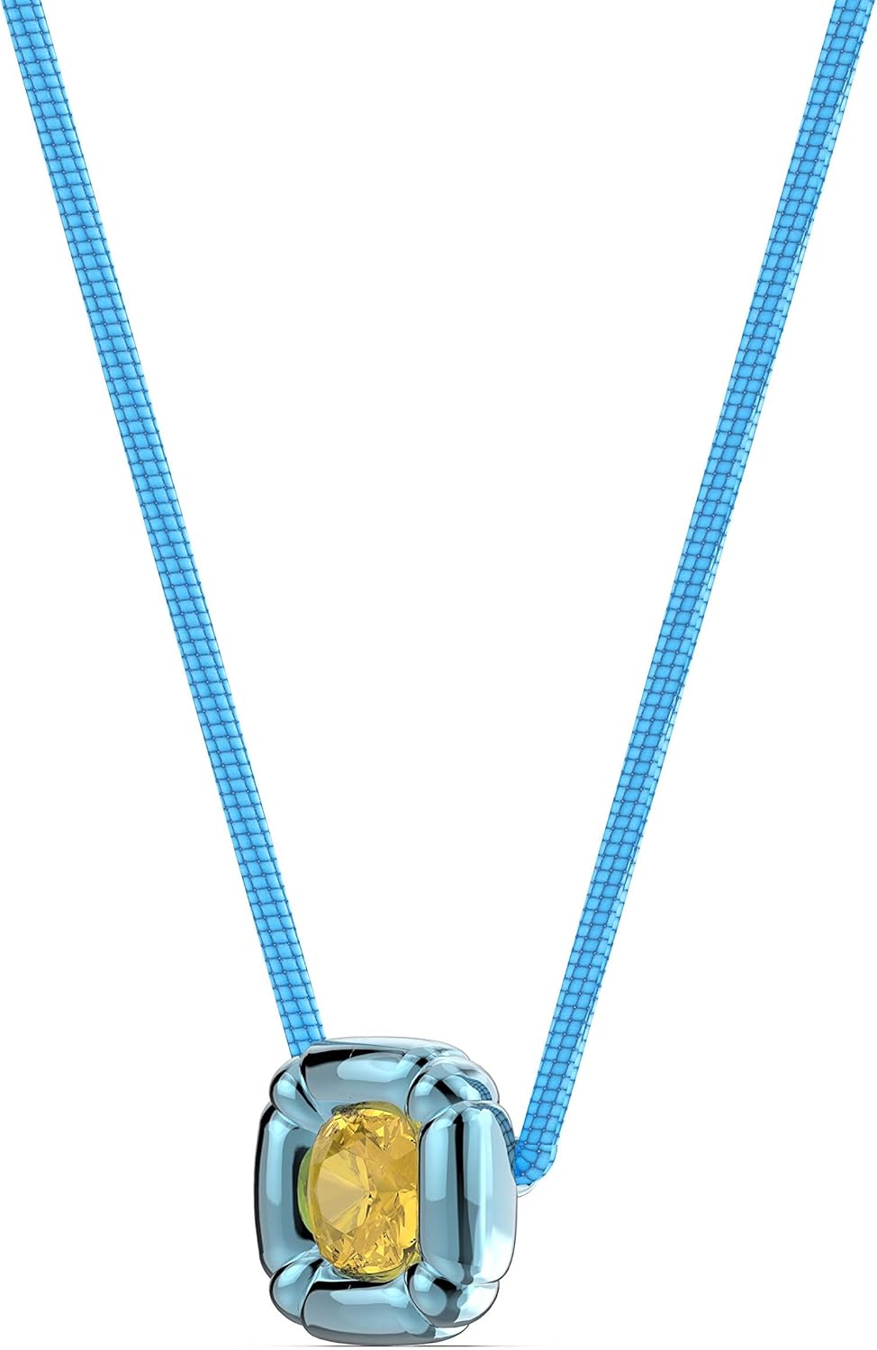 SWAROVSKI Dulcis Necklace, Single Yellow Crystal in a Bright Blue Setting on a Braided Cord, Part of The Dulcis Collection