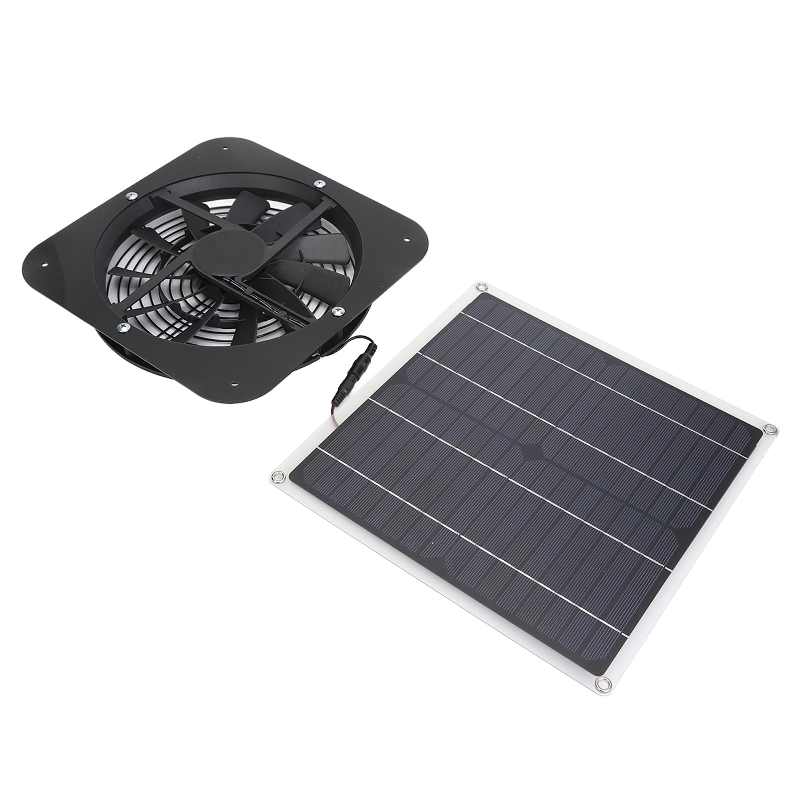 Alomejor Kit Ventola Pannello Solare Ad Alto Flusso D'aria da 100 W per Pollaio per Serra, Aspiratore Solare Antipioggia con Protezione di Sicurezza per Uso Domestico 28x28 Cm 2,4 Libbre (BLACK)