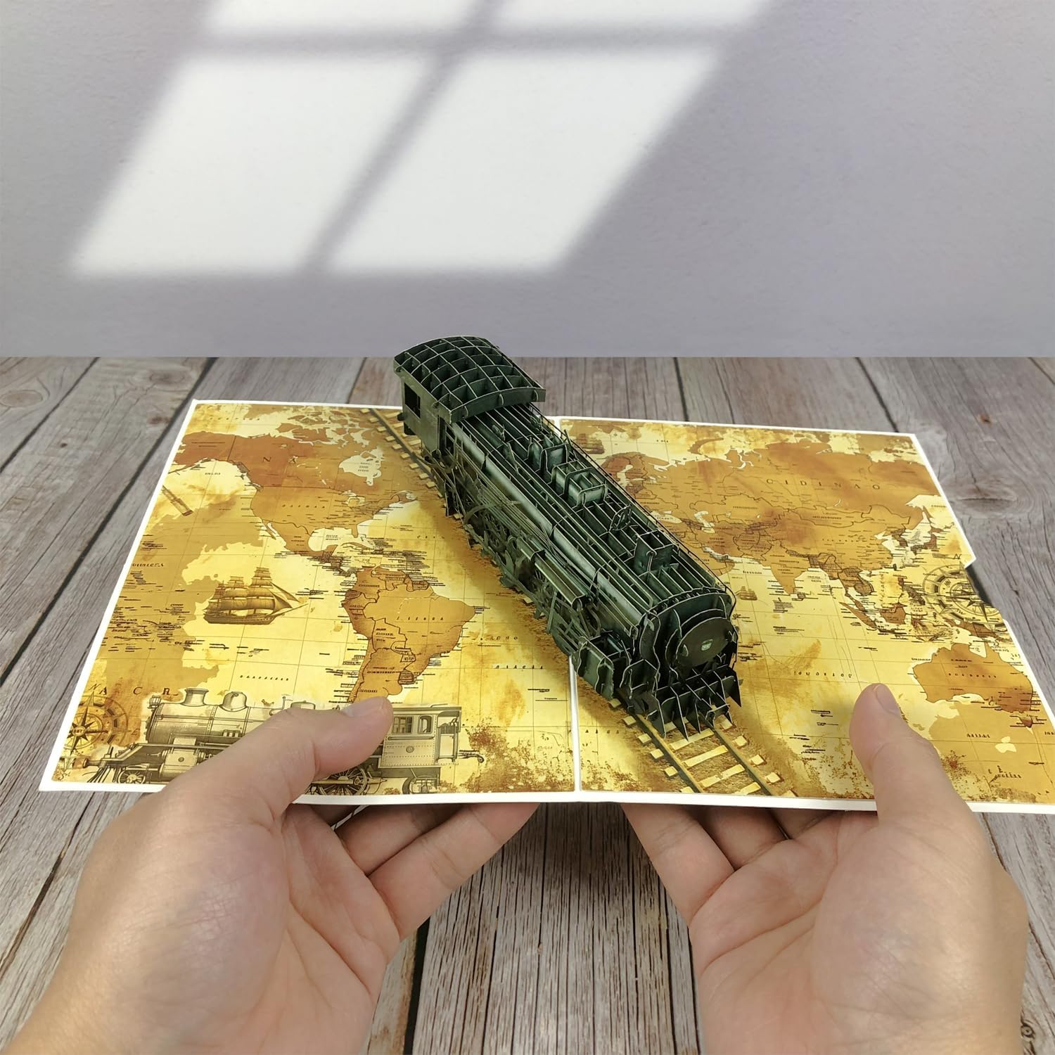 Fathers Day Card – 3D Pop-Up Vintage Steam Train, Handcrafted Locomotive Design | Unique Father's Day Card for Dad, Husband, Grandpa, or Train Lovers on Birthday or Anniversary - Image 5