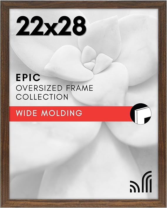 Americanflat 22x28 Poster Frame with Polished Plexiglass - Wide Picture Frames Made of Engineered Wood for Vertical or Horizontal Wall Display - Epic Collection - Mahogany