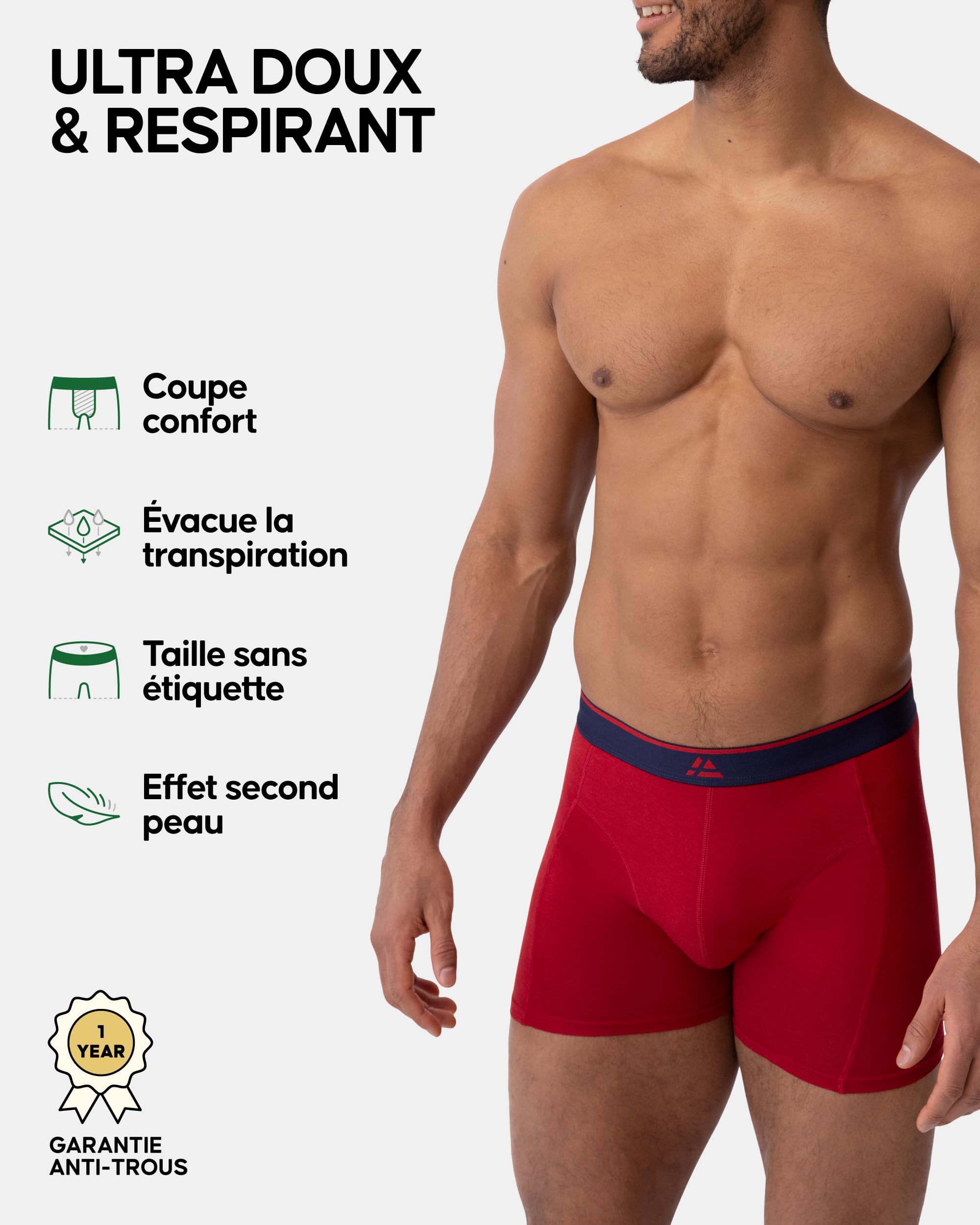 DANISH ENDURANCE Boxers en Bambou pour Hommes, sous-vêtements Respirants, Caleçons Antibactériens Doux, avec ou sans Braguette, Lot de 6 ou 10