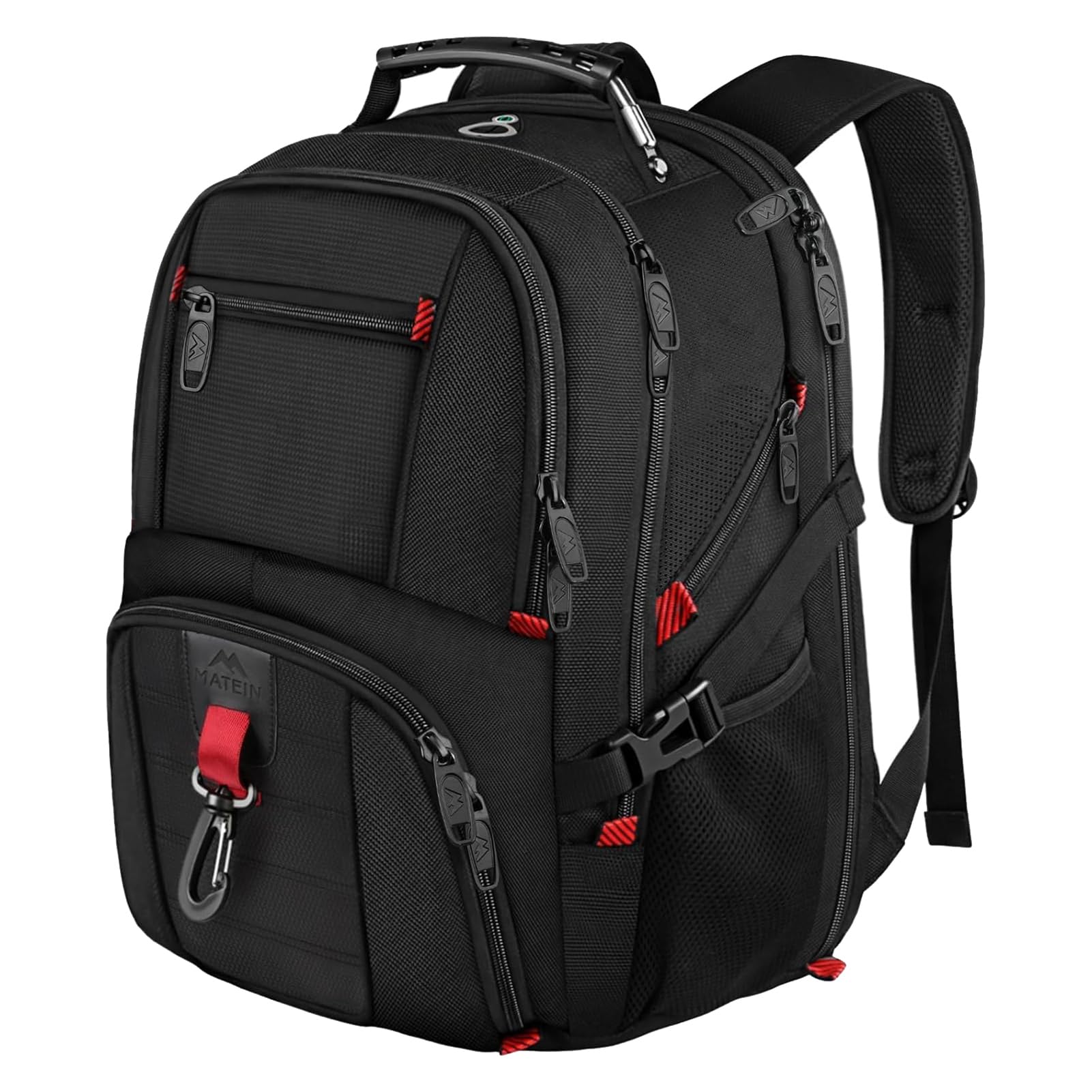 MATEIN Groß Laptop Rucksack Herren 50L, 17,3 Zoll Arbeit Wasserdicht Backpack Laptoptasche Reisen Rucksack, Schulrucksack Teenager Jungen Anti Diebstahl Business Schwarz