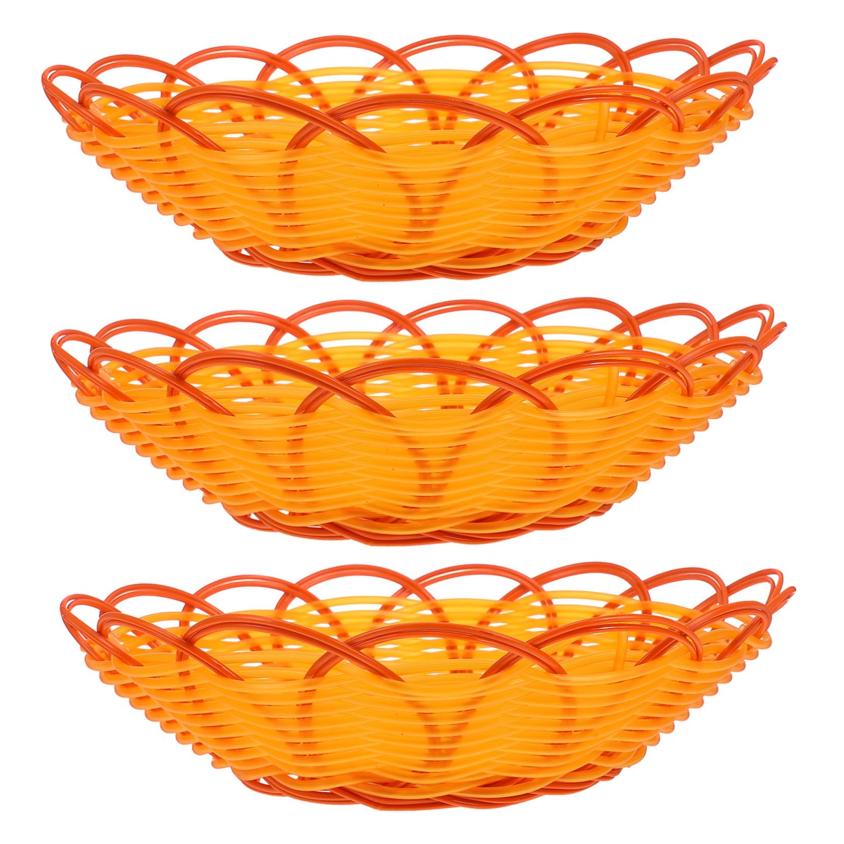 Ciieeo 3Pcs Handmade Imitation Rattan Storage Baskets Woven Fruit Snack Organizers Retro Style for Home Hotel and Kitchen Decor Versatile Baskets for Vegetables Sundries