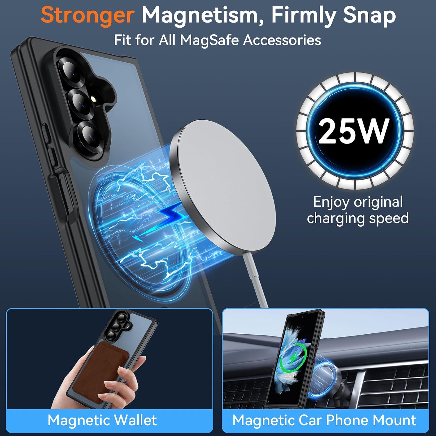 for Samsung Galaxy Z Fold 8 Ultra Case| Galaxy Z Fold 7 Case Magnetic Black image 3