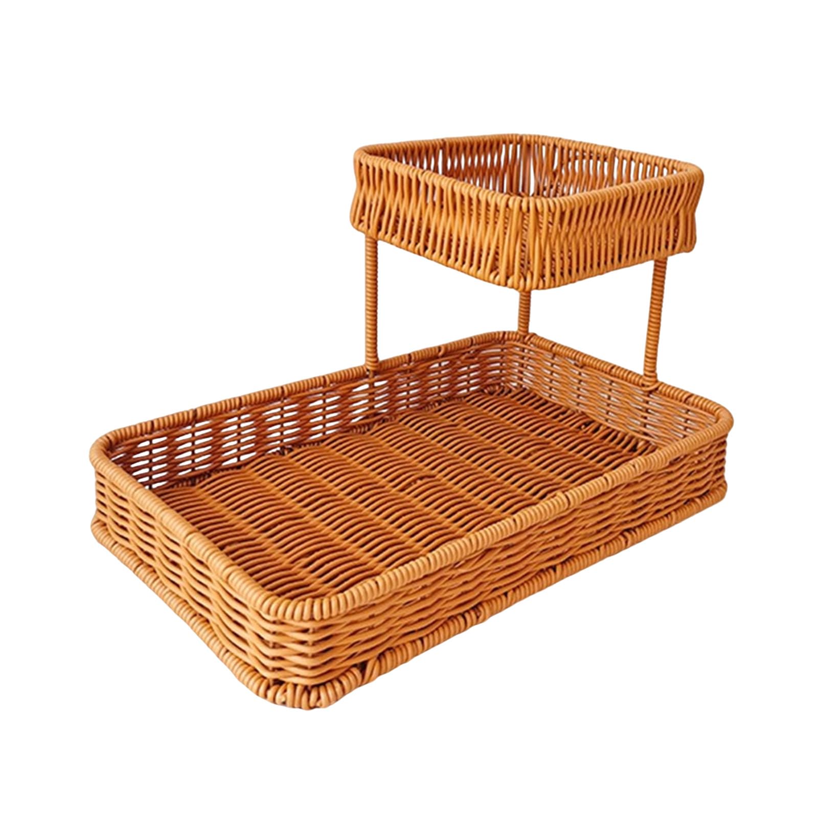 Kalttoy Practical Imitation Rattans Snacks Tray Multilayer Rectangular Fruit Storage Basket Elegant Vegetable Container Multilayer Snacks Tray