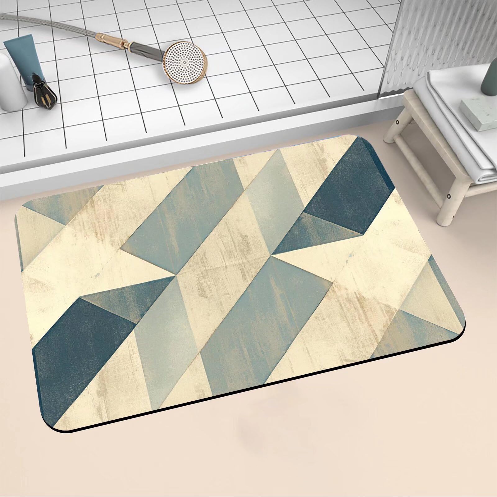 Tapis de bain pour douche et cuisine, grand tapis de sol absorbant style stripe pour la maison