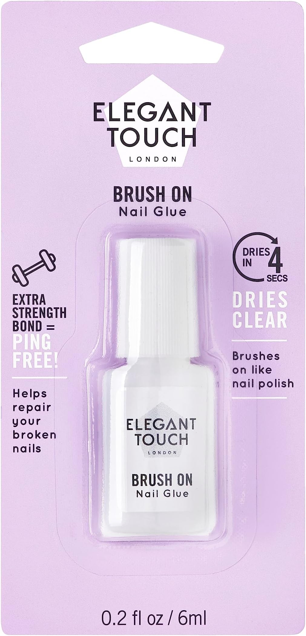 Elegant Touch Brush On Nail Glue Clear 6ml
