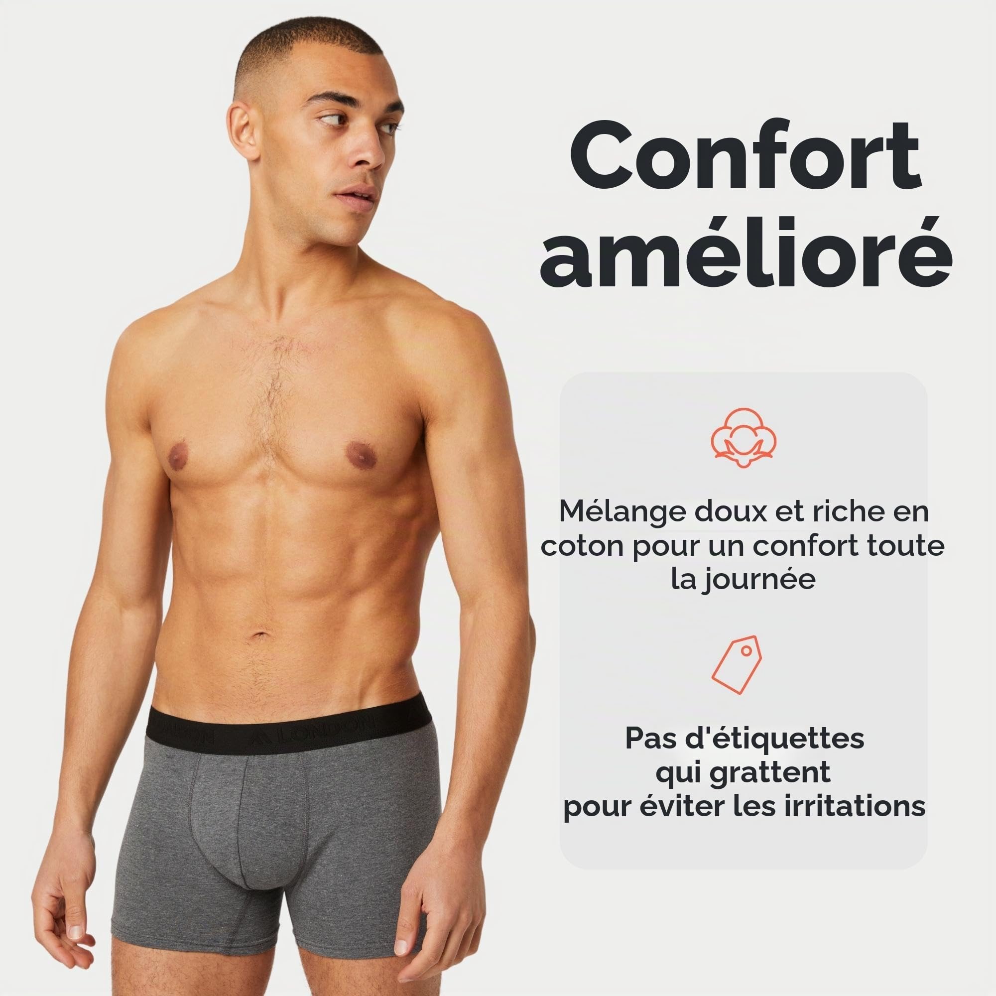 FM London Boxers Lot de 5 pour Homme avec Technologie de Protection Contre Les odeurs HyFresh