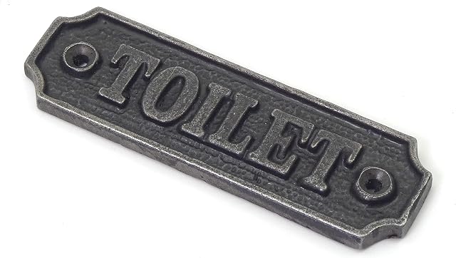 Cast Iron TOILET Door Sign - 115mm x 35mm c/w fixing screws.