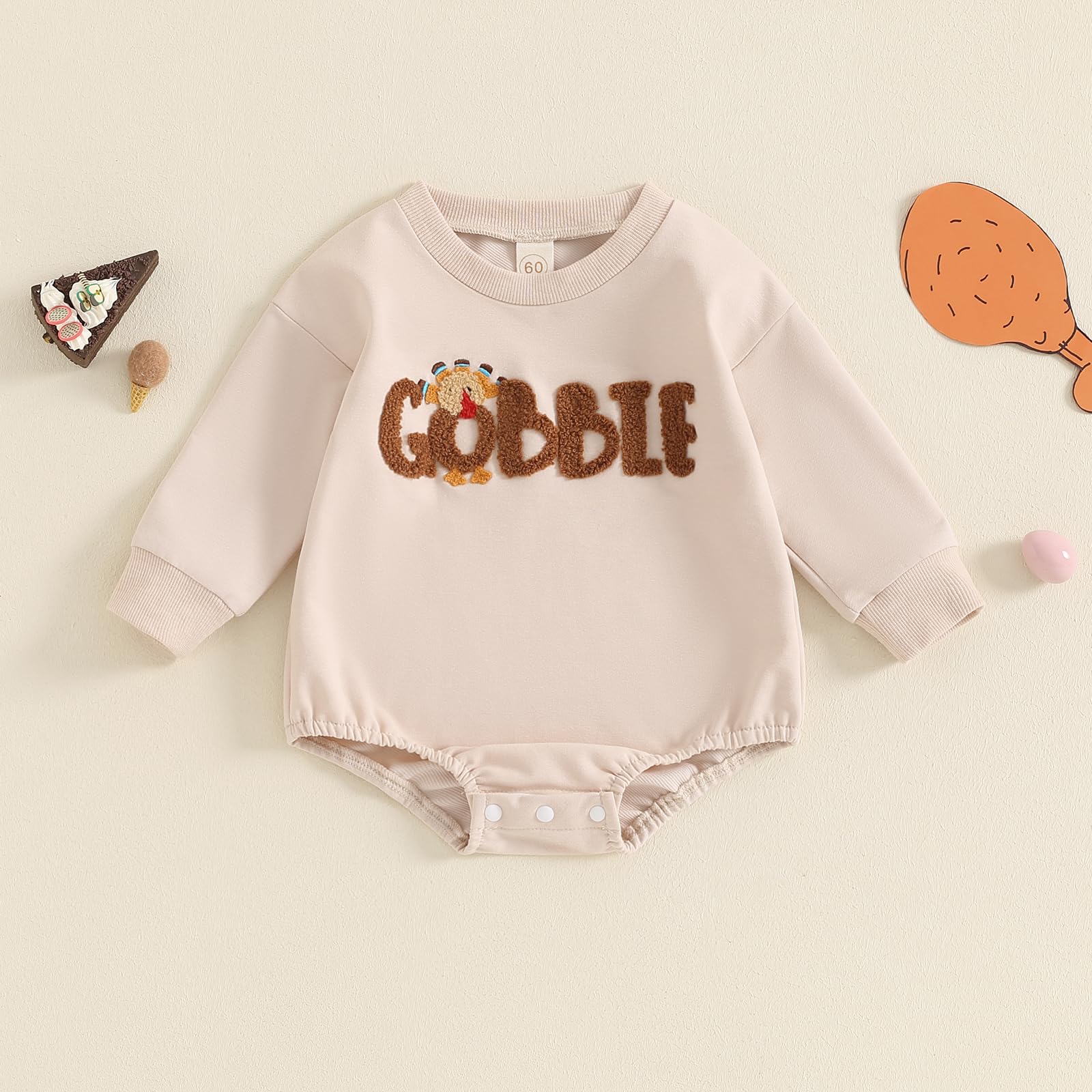 Infant Baby Boy Girl Thanksgiving Outfits Goggle Turkey Print Long Sleeve Bubble Oversized Romper Fall Winter Clothes (Brown, 6-12 Months)