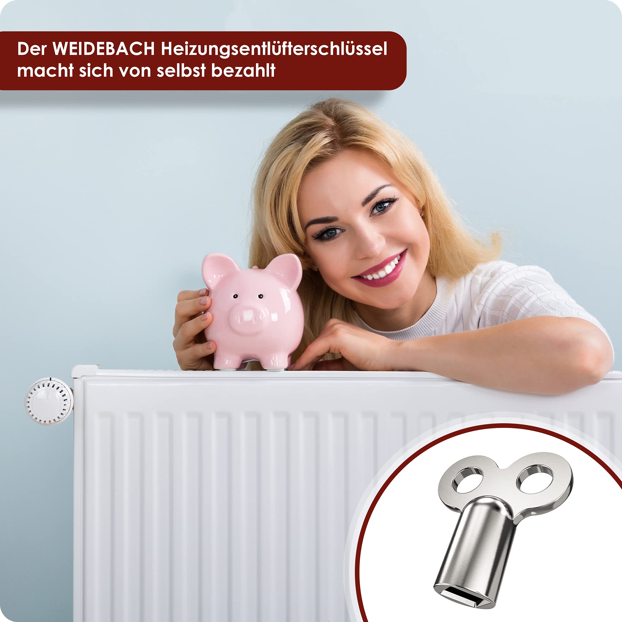 3x WEIDEBACH® klucz do odpowietrzania grzejników, do wszystkich grzejników klucz odpowietrzający, ROBUSTNY & STABILNY, zmniejsza hałas, odpowietrzacz grzejnika
