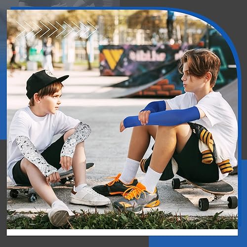 Miniatura 6 de Mepase 10 pares de mangas de brazo para niños, mangas de brazo para niños, protección solar UV, mangas de enfriamiento, mangas de compresión