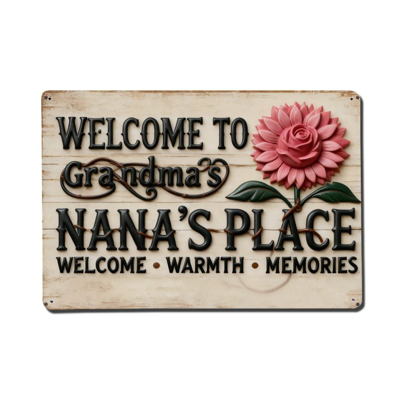 Iageret Vintage Welcome To Nanas Place Sunflower Metal Tin Sign Retro Wall Decor, Bar Garage Cafe Kitchen Home Wall Art Poster Decoration 8X12inches