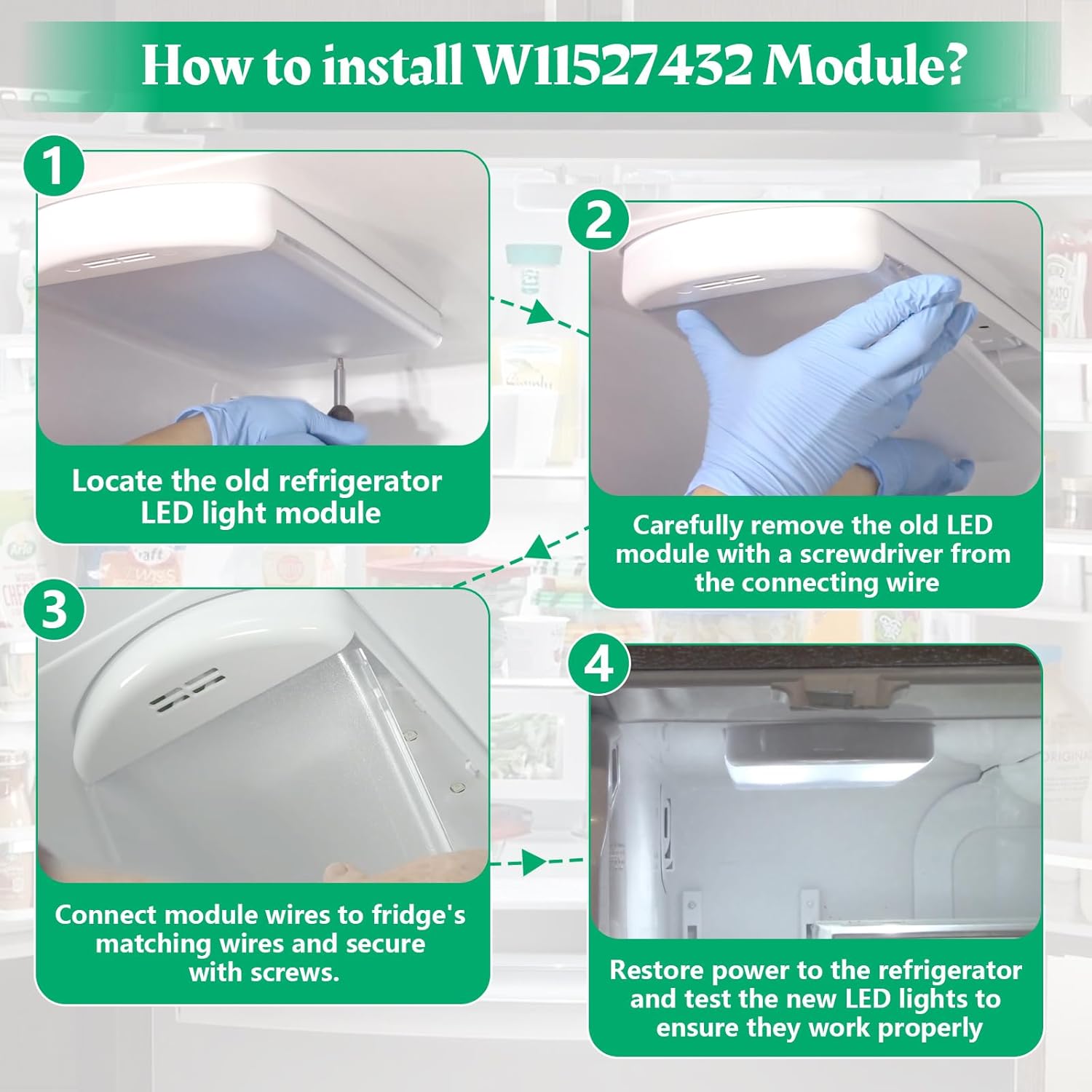 W11527432 Refrigerator LED Light Assy Module - Compatible with Maytag Whirlpool Amana Fridge Refrigerator Light Assembly,Replaces W11101384 W11042554 W11333374 W11245960 W11387579 W11387581