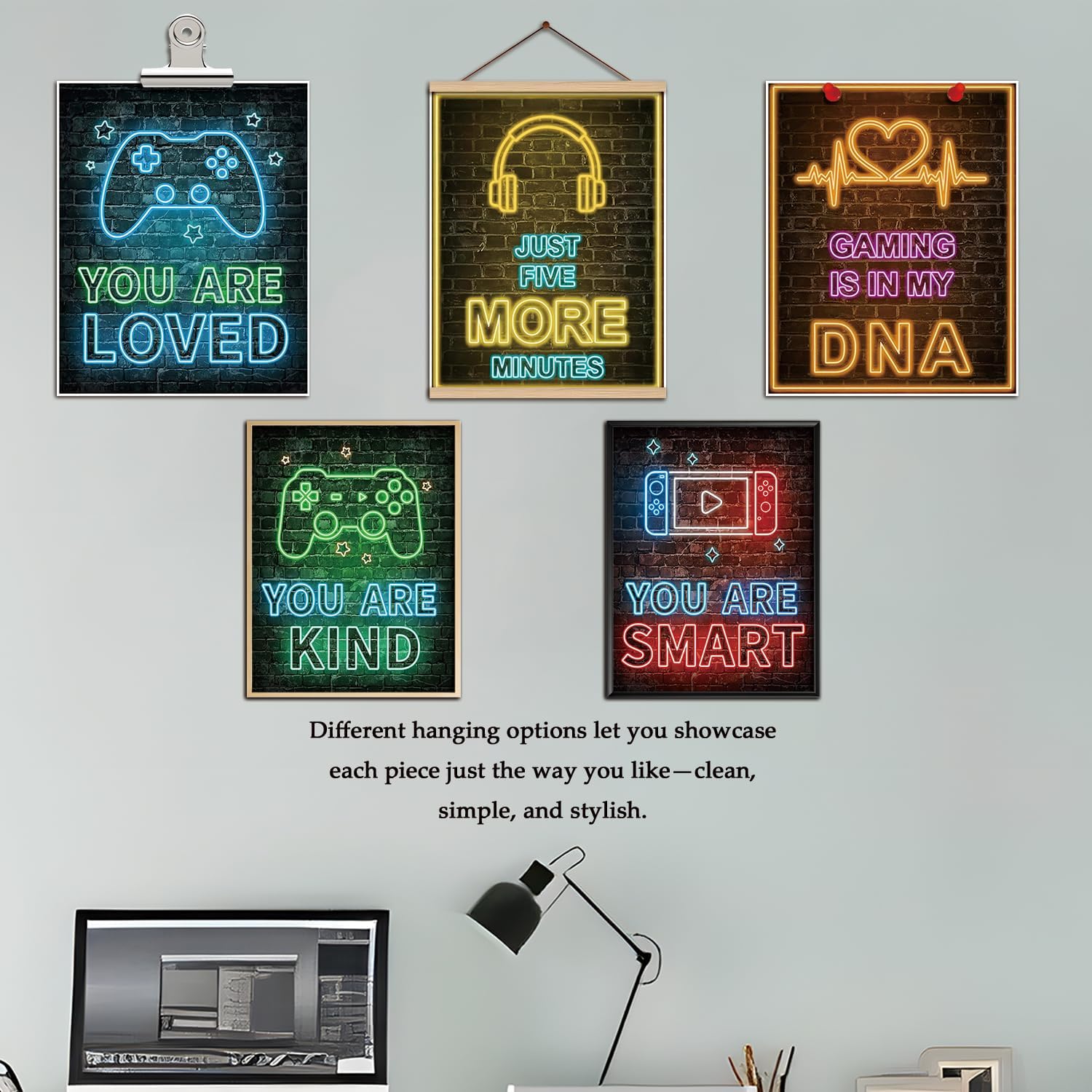 SAMHOU 9-Piece Gaming Room Canvas Wall Art, Cool Game Posters Wall Decor Oil Paintings, Video Gamer Print Picture for Boys Room Kids Game Room Bedroom Boys Home Decoration 8x10 Inch Unframed - Image 4