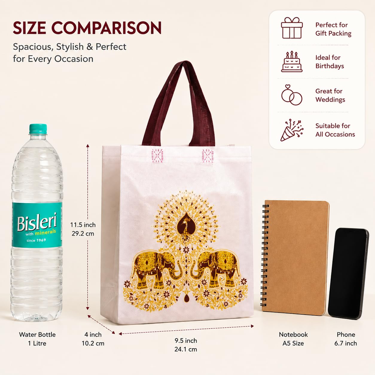 Thank You Gift Bags - Elephant Design, Pack of 10 -2 Thank You Gift Bags - Elephant Design, Pack of 10 -2