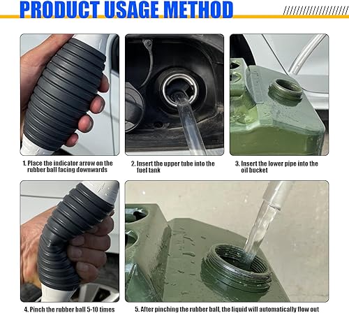 Miniatura 2 de gunhunt 1 bomba manual de transferencia de combustible portátil para automóvil, bomba manual de alto flujo con clip de retención de manguera,