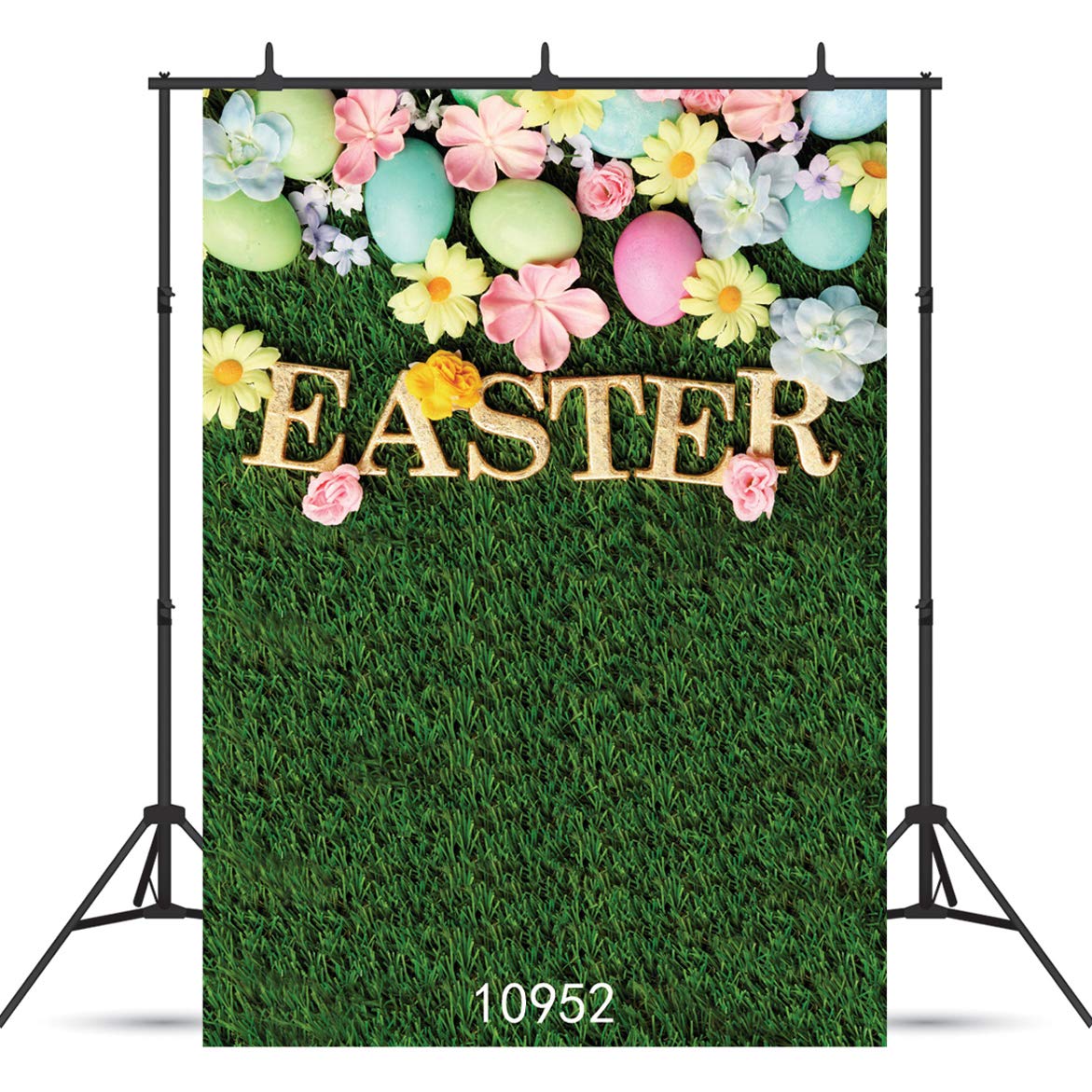 SJOLOON Happy Easter Photography Backdrops Natural Grass Green Flowers Photo Studio Background for Children Spring Backdrop 10952(6x9FT)