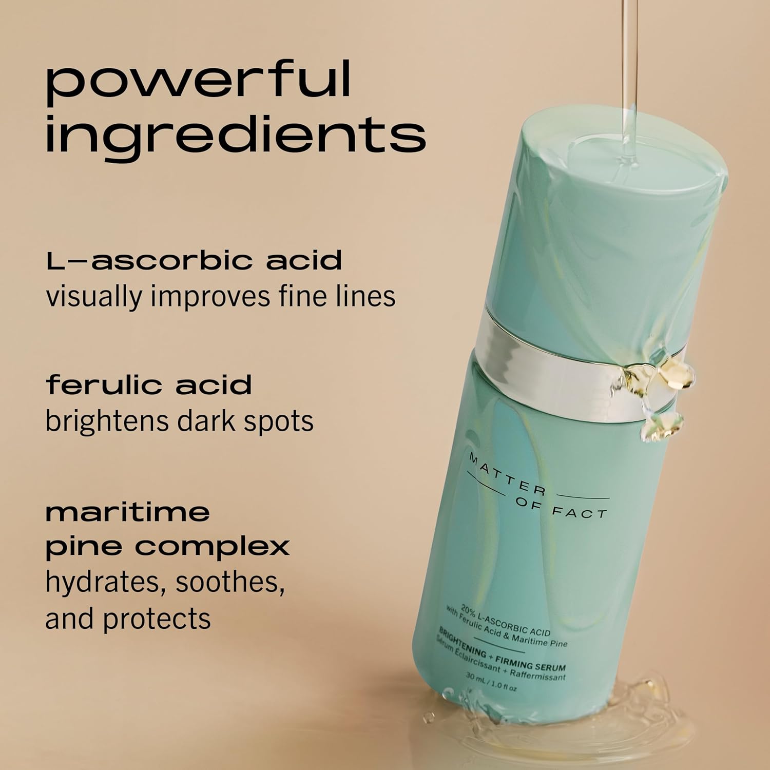 MATTER OF FACT Illuminating + Firming Serum, 20% Vitamin C Liquid Anti-Aging Formula for Radiant Skin, 30mL / 1.0 Fl Oz - Image 3
