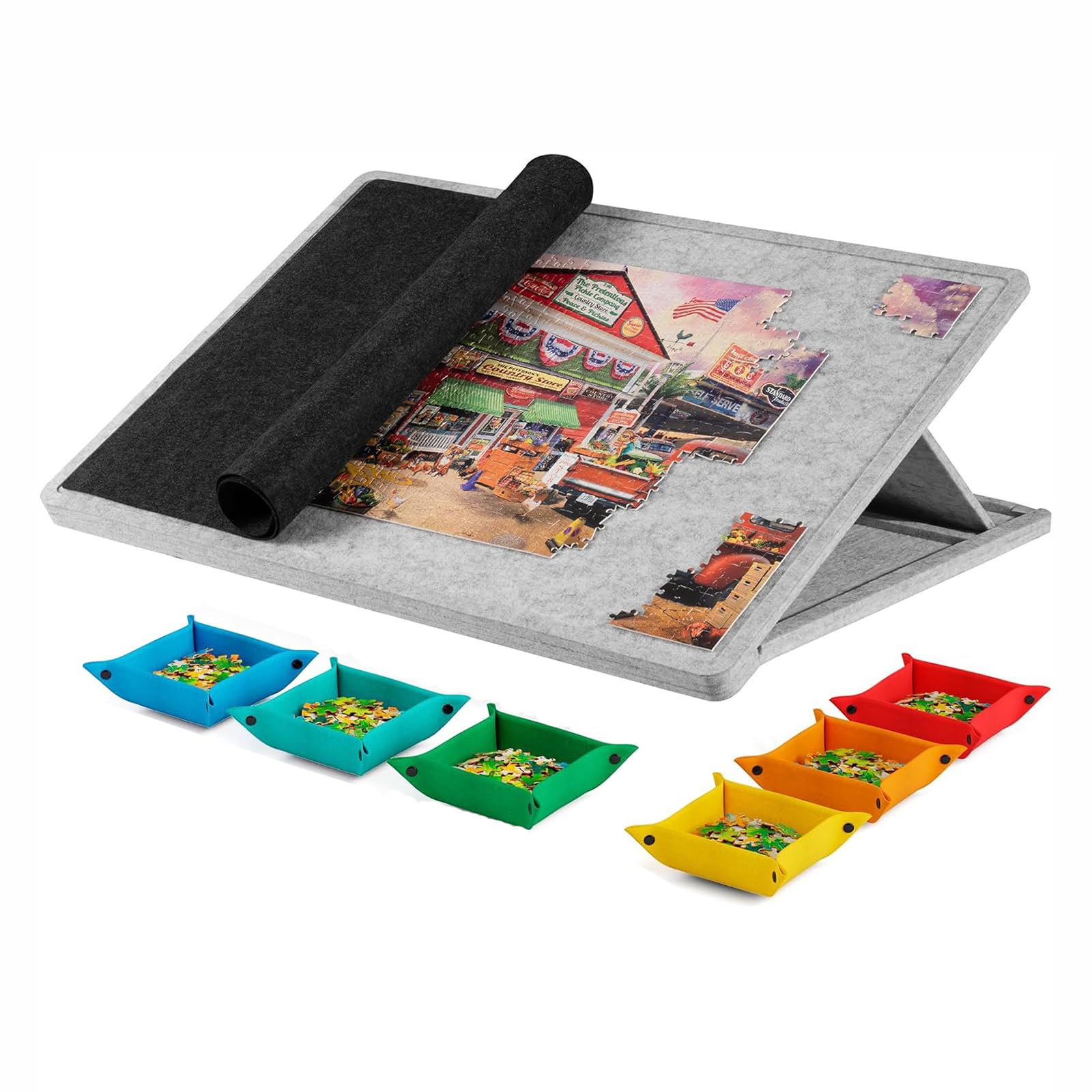 Mesa De Rompecabezas Plegable,Tablero De Rompecabezas De Fieltro Liviano,Mesa De Rompecabezas Inclinable,Superficie Antideslizante,Ahorrar Espacio,para El Hogar
