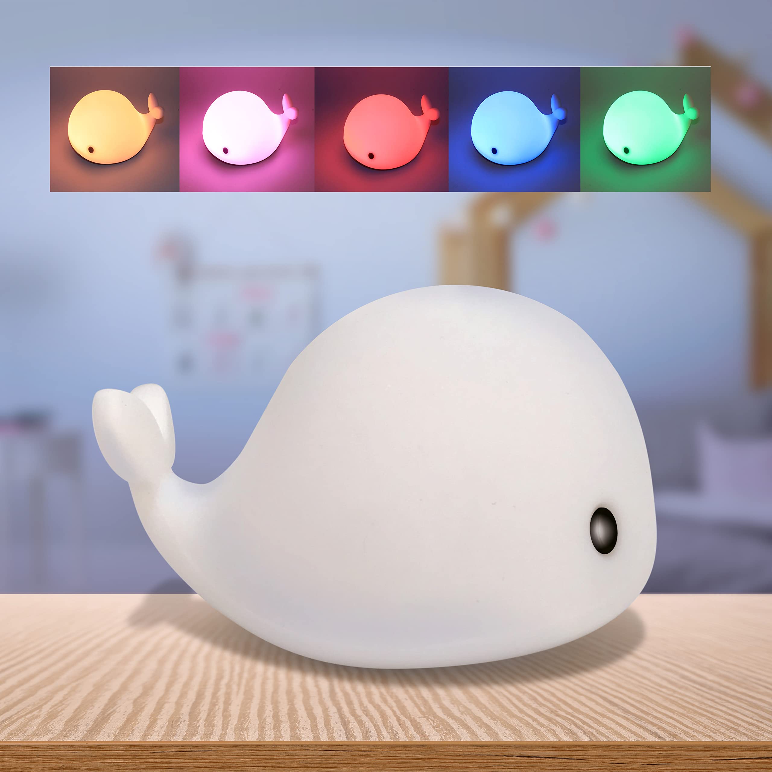 Veilleuse LED Baleine X4-LIFE - 7 Couleurs Tactiles pour Enfants